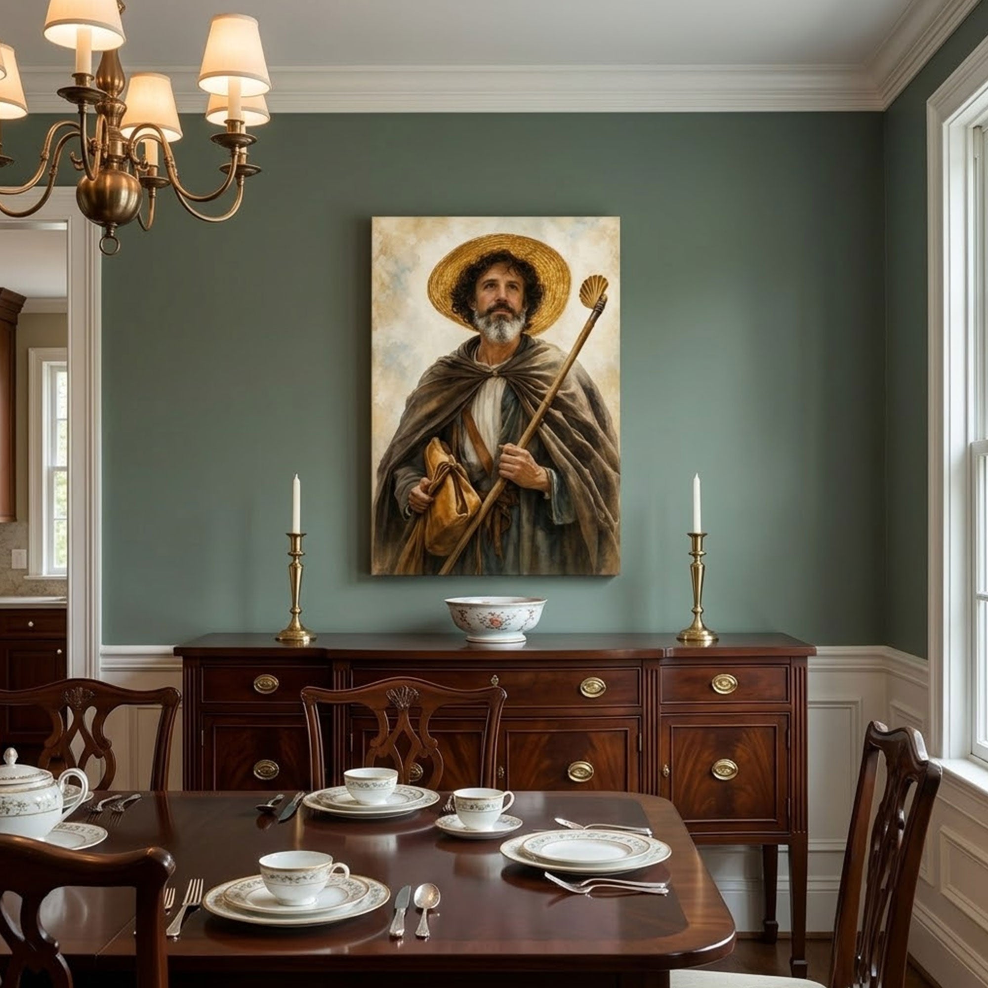 Saint James the Greater Pilgrim Canvas Print, Catholic Apostle Decor