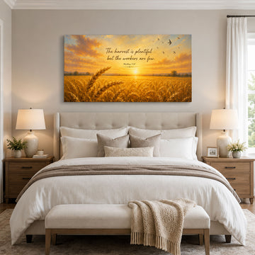 The Harvest Is Plentiful Canvas Print, Matthew 9:37 Bible Verse, Christian Wall Decor
