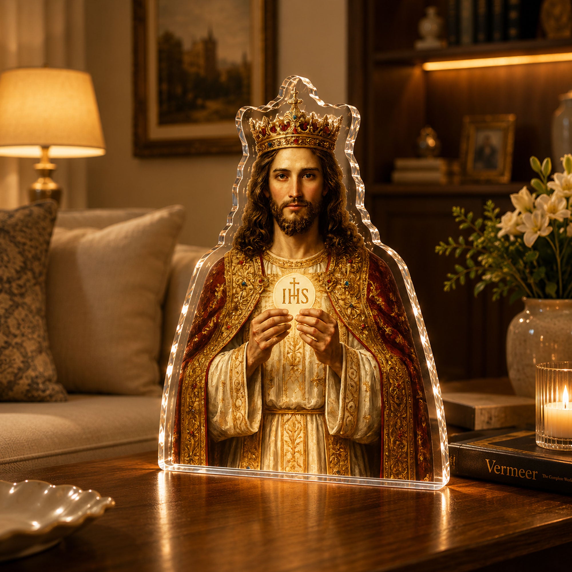 Christ the King Eucharist Acrylic Plaque, Catholic Communion Table Decor, 2D Flat Christian Gift
