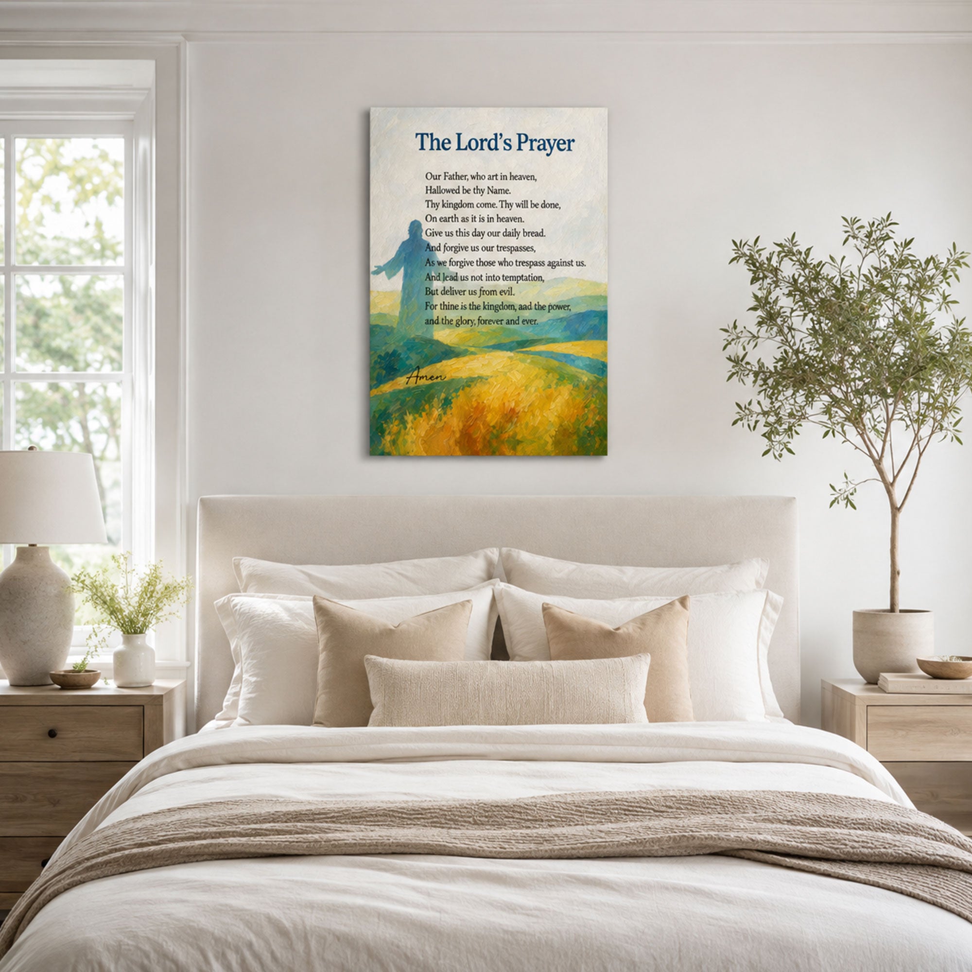 The Lord’s Prayer Canvas Print, Our Father Christian Wall Decor, Bible Verse Faith Gift
