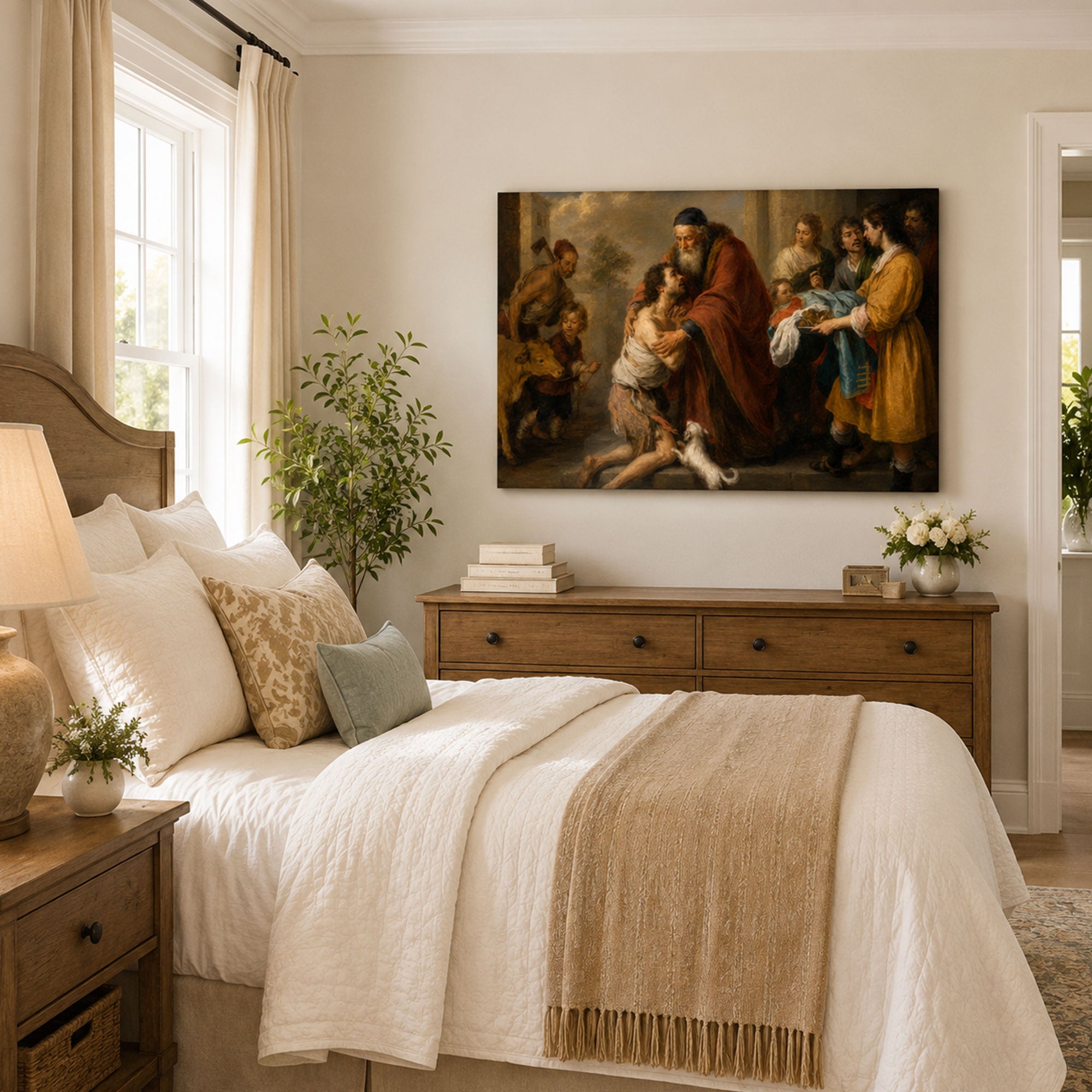 Luke 15 Prodigal Son Reunion Canvas Print, Christian Home Decor