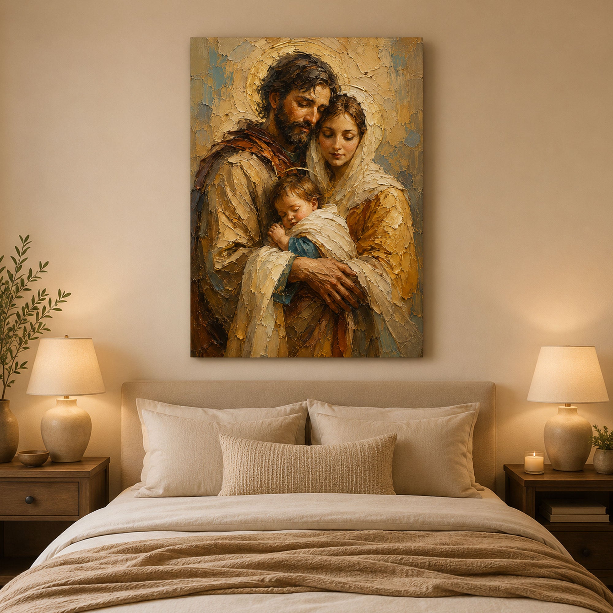 Holy Family Canvas Print, Jesus Mary and Joseph Catholic Wall Art, Christian Home Decor, Sacred Family Gift