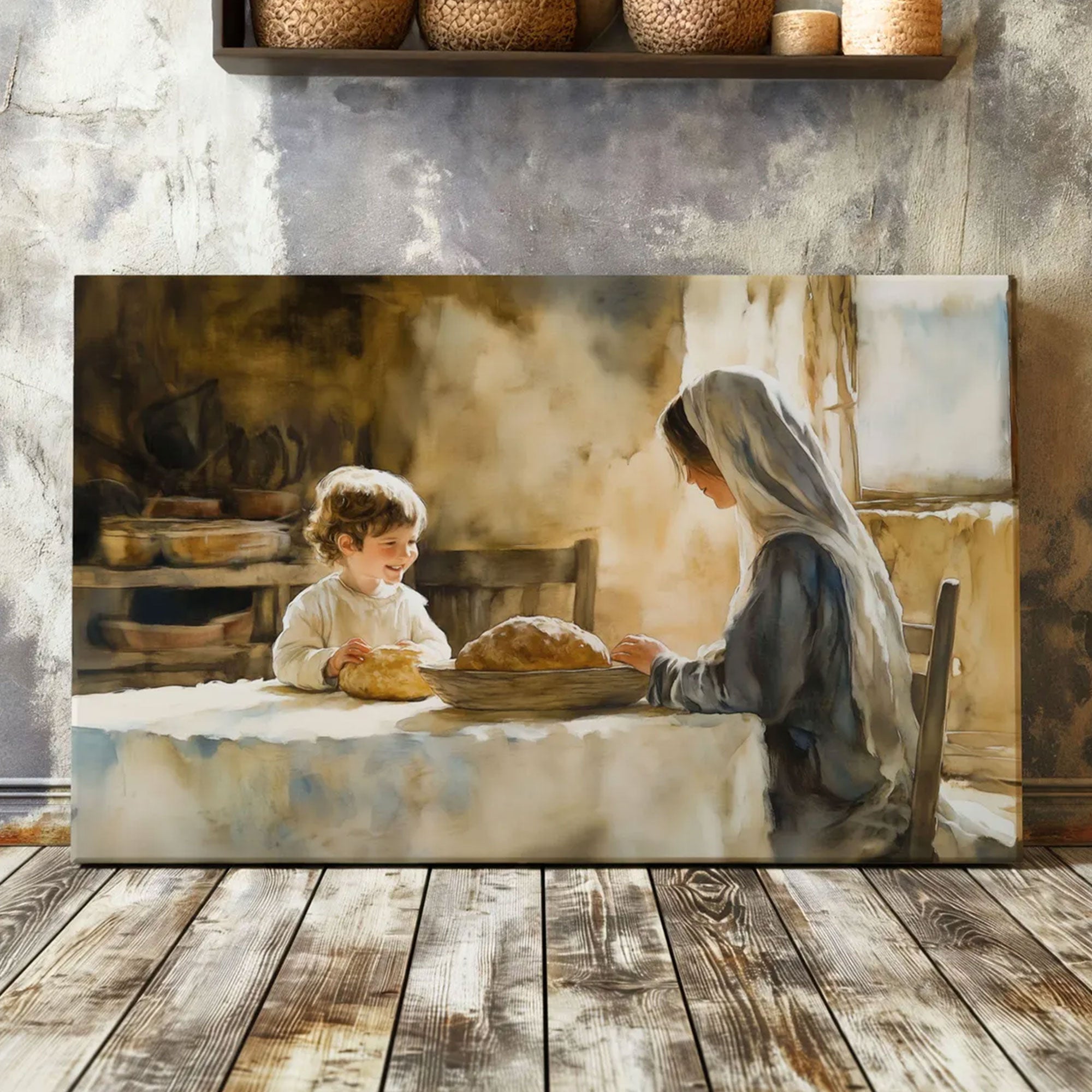 Mother Mary and Jesus Canvas Print, Catholic Wall Art, Christian Religious Home Decor