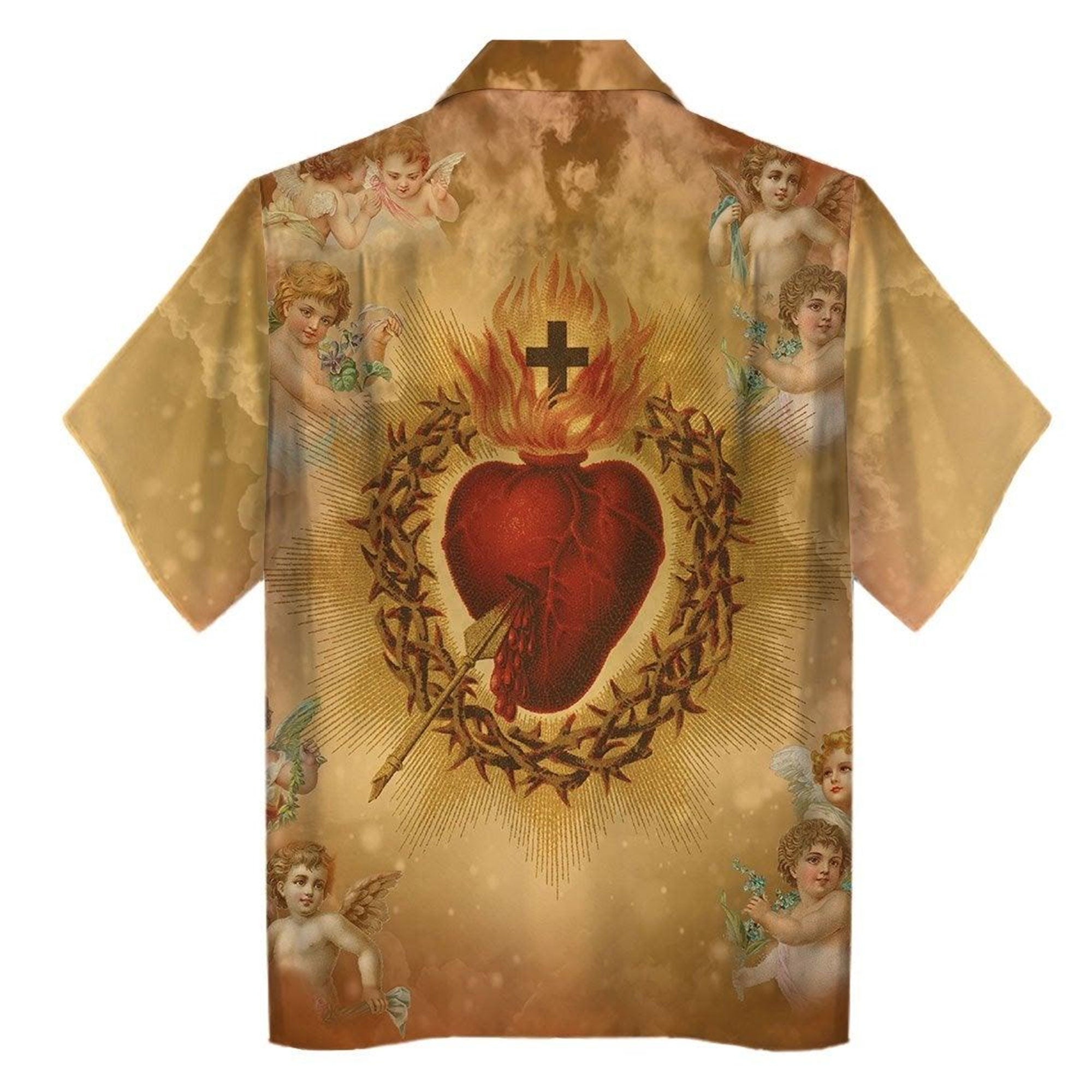 Blessed Virgin Mary and Jesus Hawaiian Shirt, Catholic Christian Apparel, Religious Faith Gift for Men Women