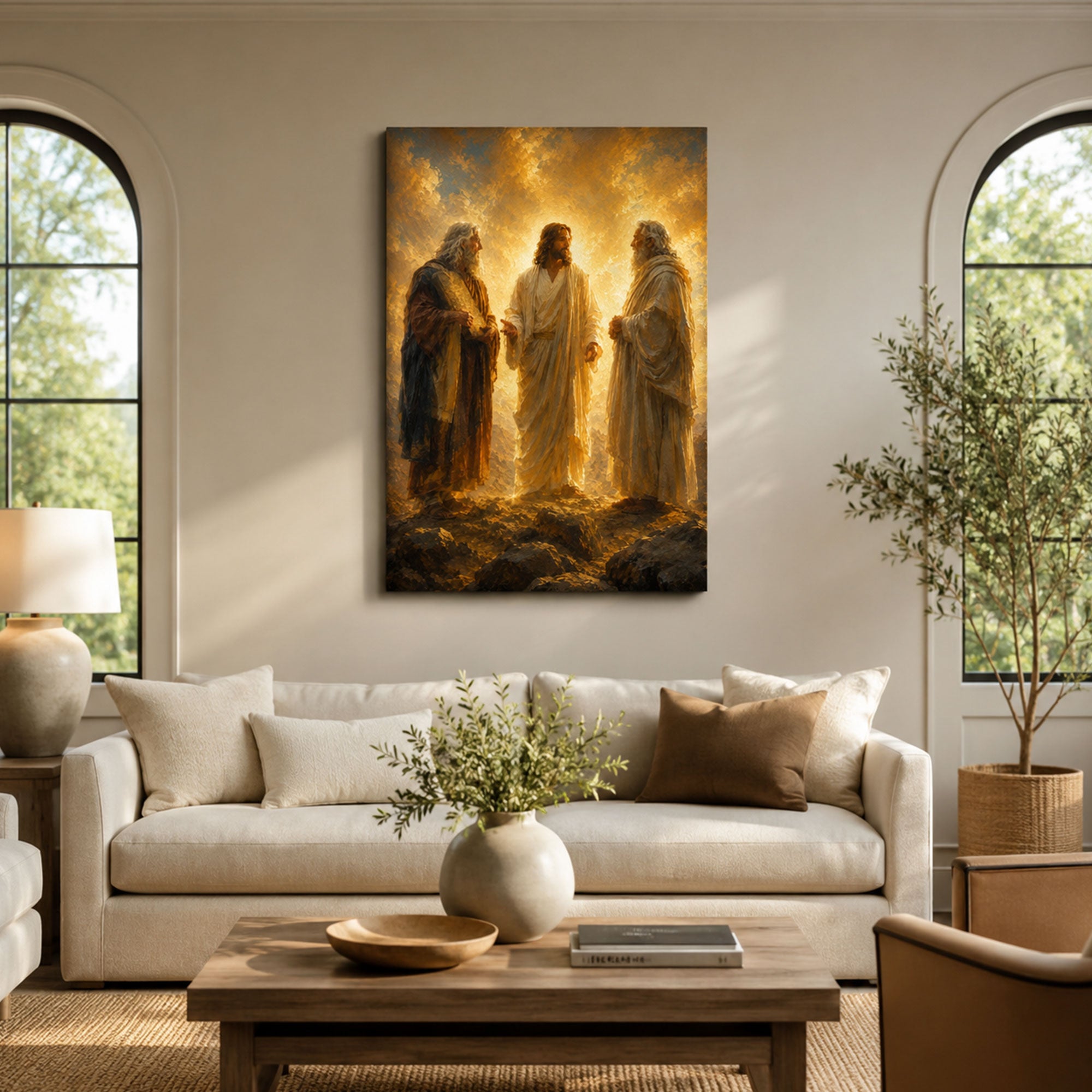 Jesus with Moses and Elijah Canvas Print, Christian Home Decor