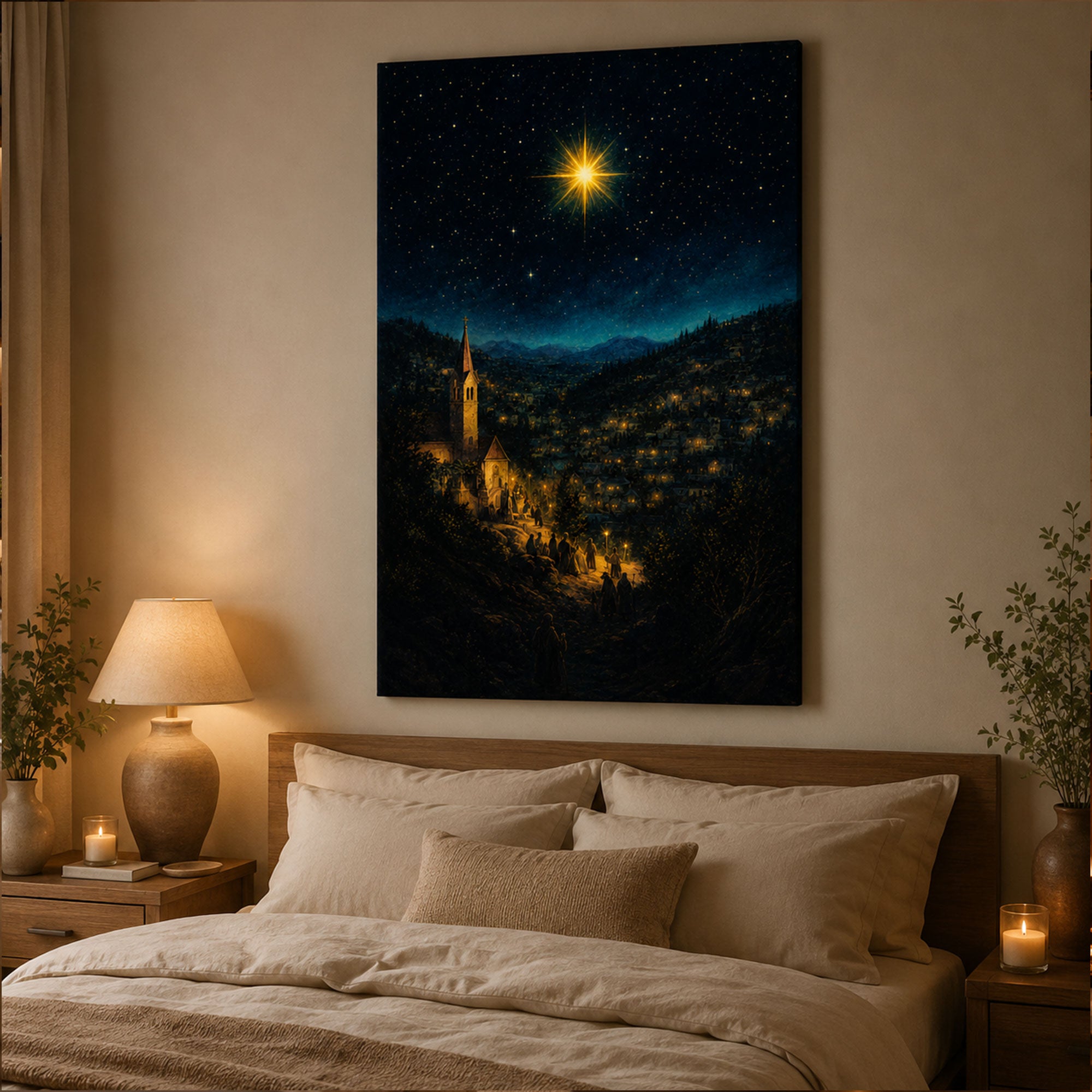 Star of Bethlehem Canvas Print, Christmas Christian Wall Art, Guiding Light Faith Home Decor