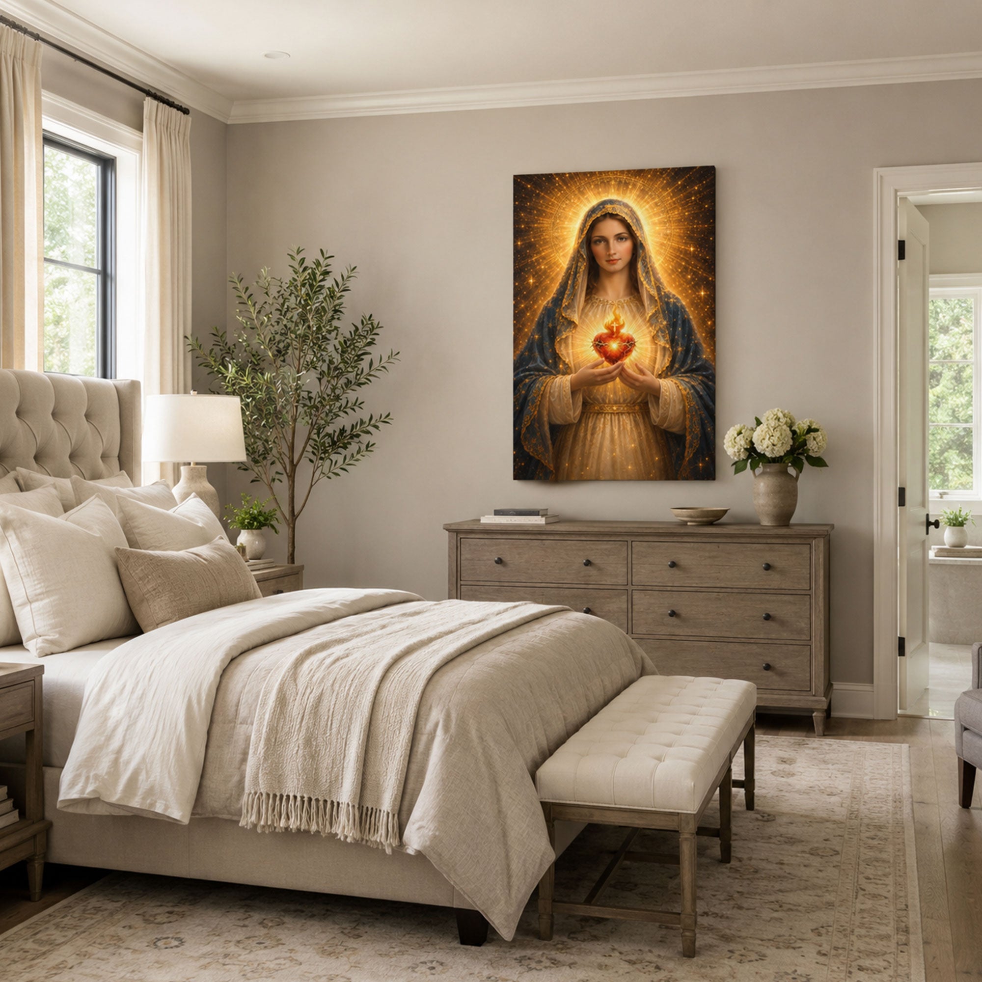 Immaculate Heart of Mary Canvas Print, Catholic Home Decor