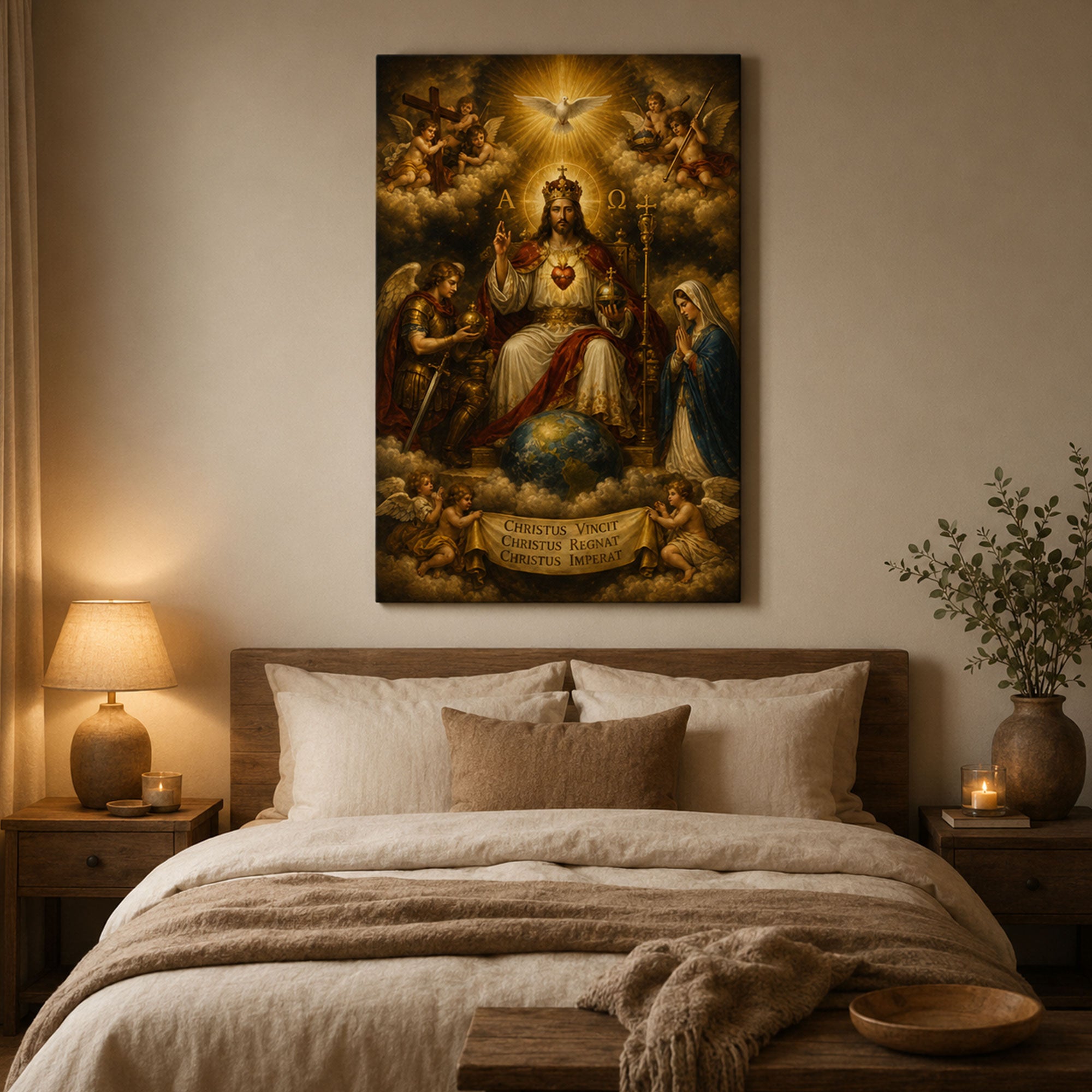 Christ the King Canvas Print, Sacred Heart Catholic Wall Art, Baroque Faith Home Decor