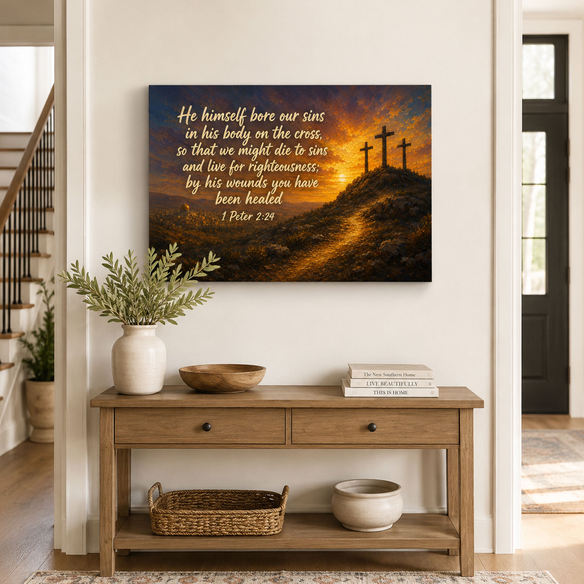 By His Wounds You Have Been Healed Canvas Print, 1 Peter 2:24 Christian Wall Decor, Faith Gift