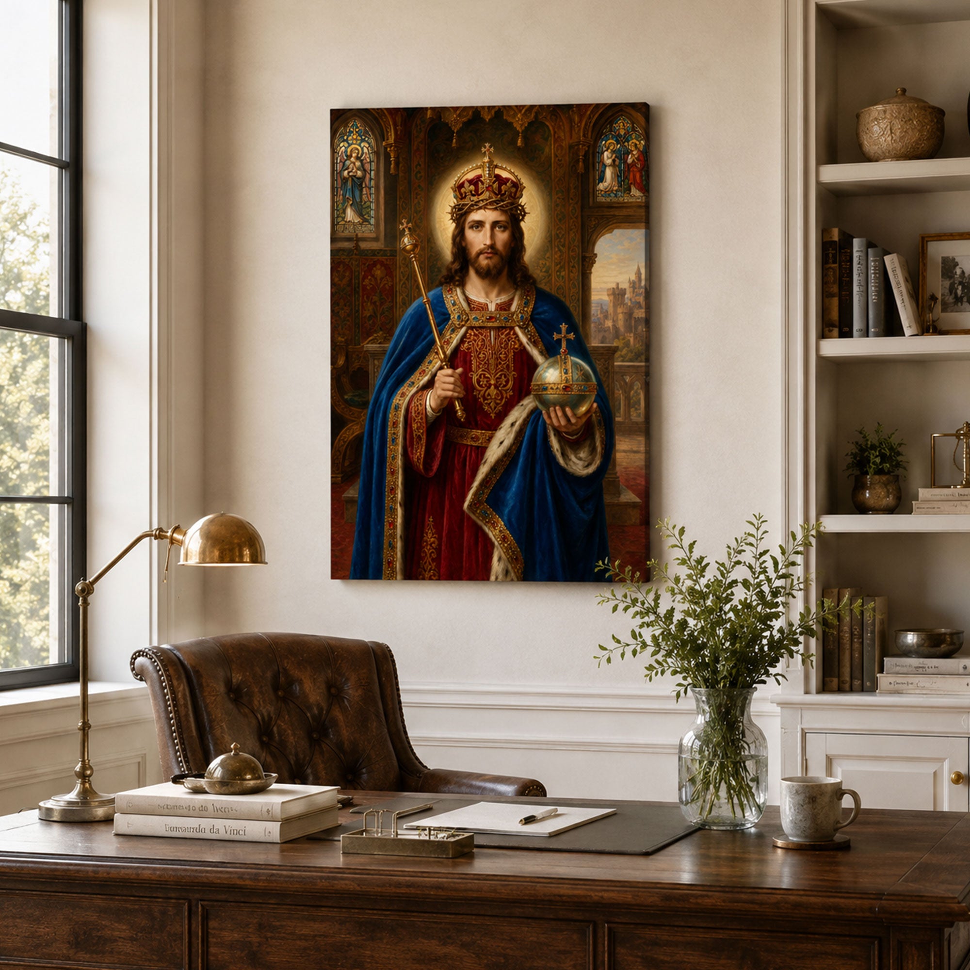 Christ the King Canvas Print, Crowned Jesus Catholic Wall Art, Royal Faith Home Decor Gift