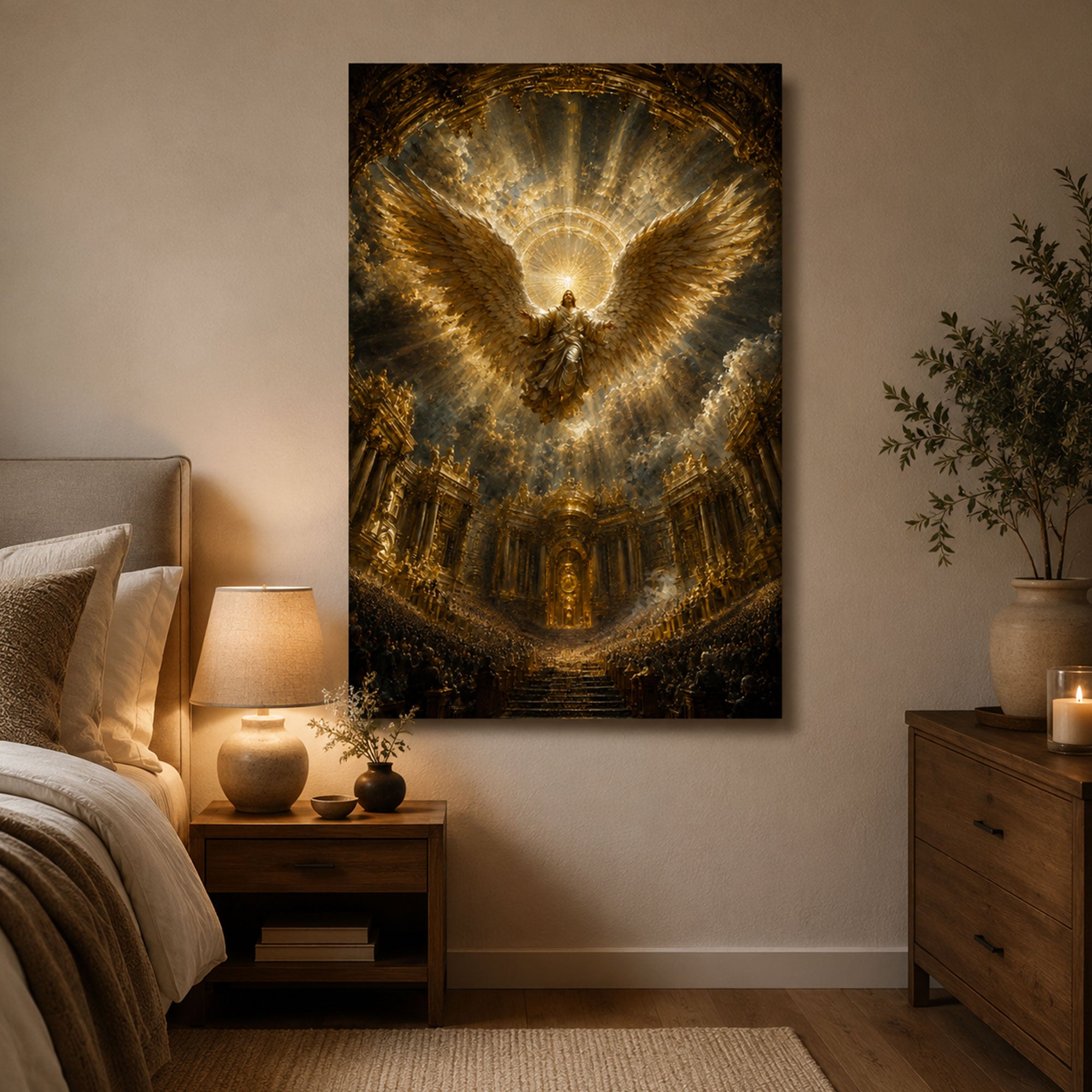 Heavenly Angel Canvas Print, Christian Angel Wall Art, Faith Home Decor