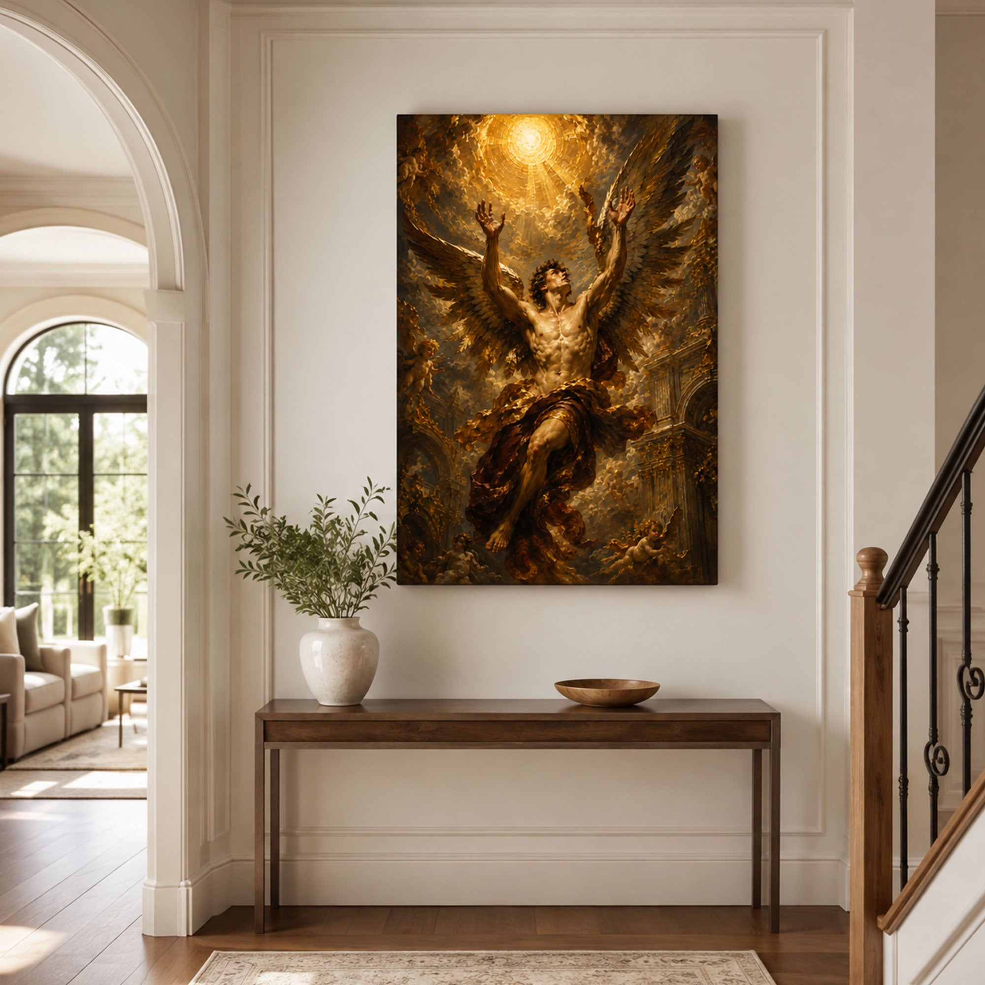 Angel Ascending to Heaven Canvas Print, Heavenly Christian Wall Decor, Inspirational Faith Gift