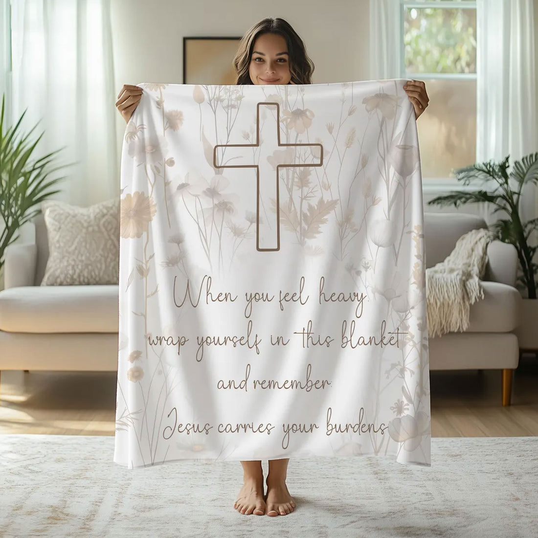 Christian Blanket, Jesus Hug Blanket, Comfort Blanket for Her, Bereavement Gift, Faith Gift, Religious Christmas Gift