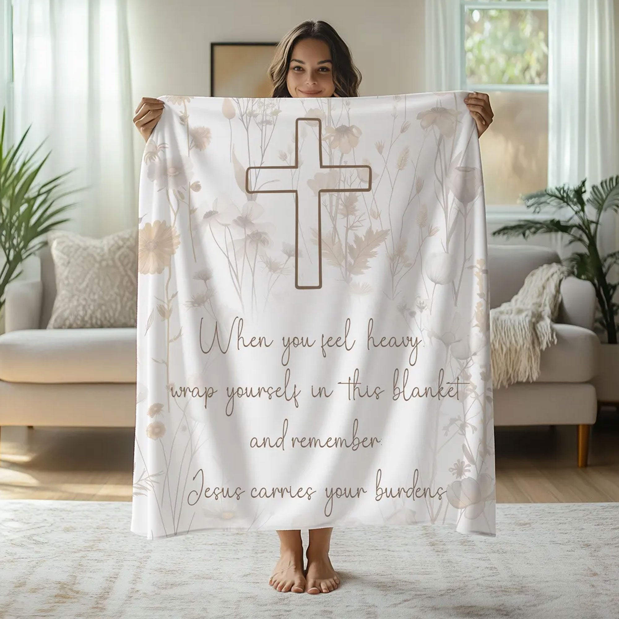 Christian Blanket, Jesus Hug Blanket, Comfort Blanket for Her, Bereavement Gift, Faith Gift, Religious Christmas Gift