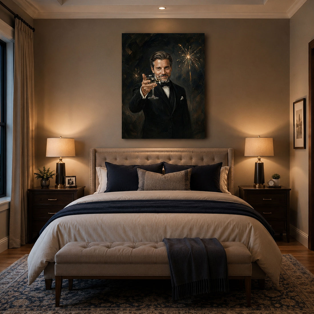 Custom Face For Dad Toast Master Canvas, Personalized Black Tie Portrait, Funny Father’s Day Gift