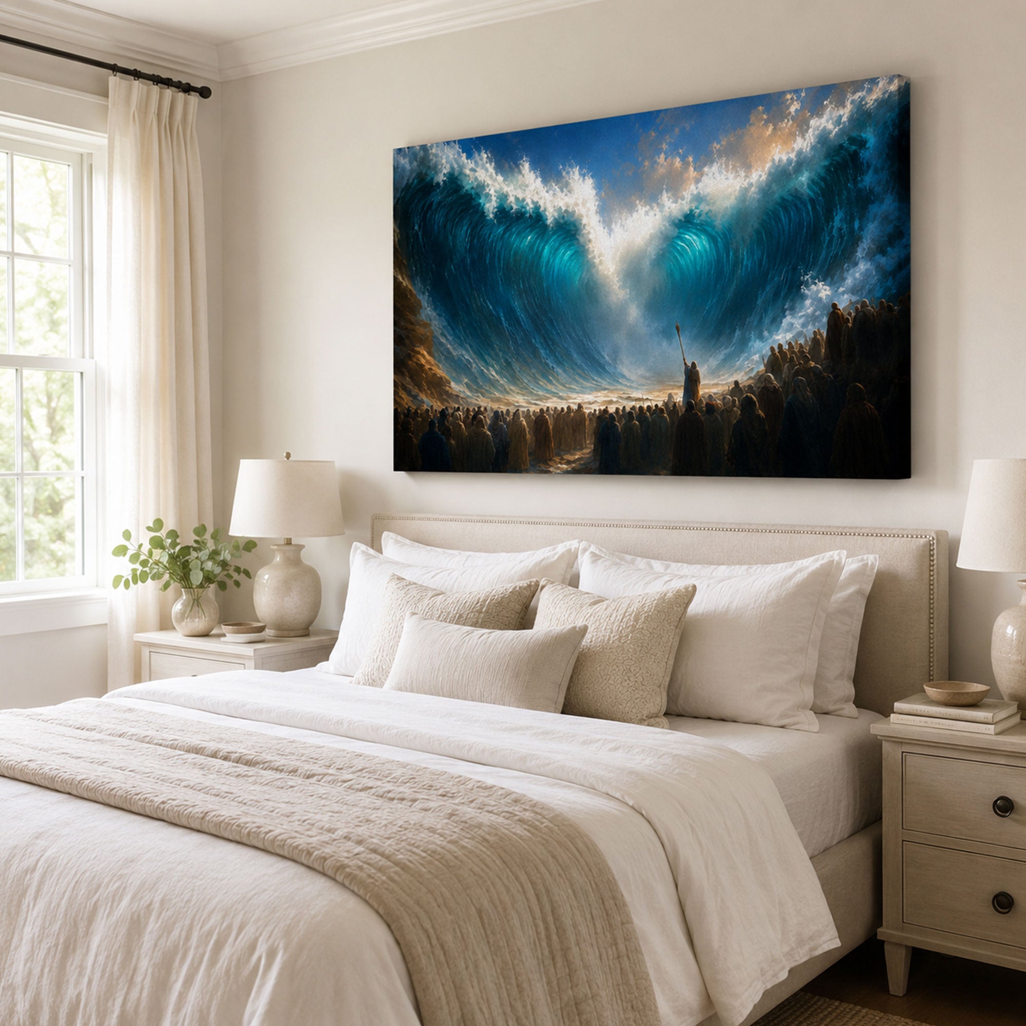Moses Parting the Red Sea Canvas Print, Exodus Christian Faith Decor