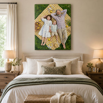 Personalized Lazy Lemon Grandpa And Grandchildren Canvas Print, Custom Family Portrait Wall Art, Father’s Day Gift For Grandpa