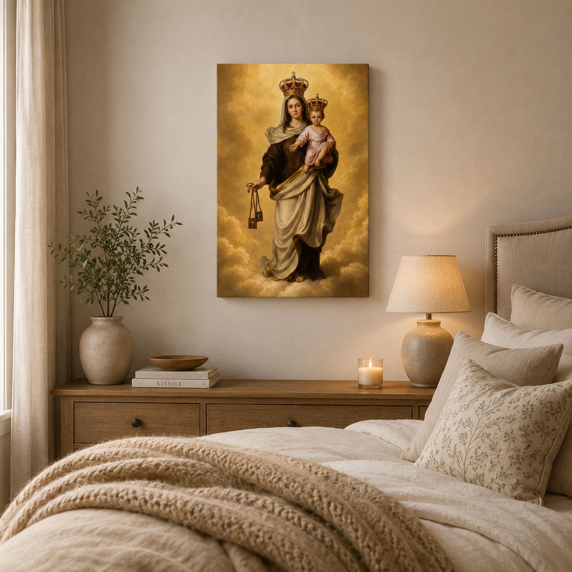 Our Lady of Mount Carmel Wall Art Canvas Print, Catholic Marian Home Decor Gift