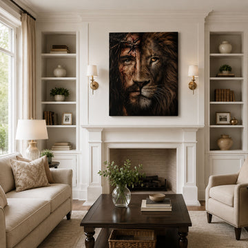 Jesus and Lion of Judah Canvas Print, Christian Faith Wall Art Gift