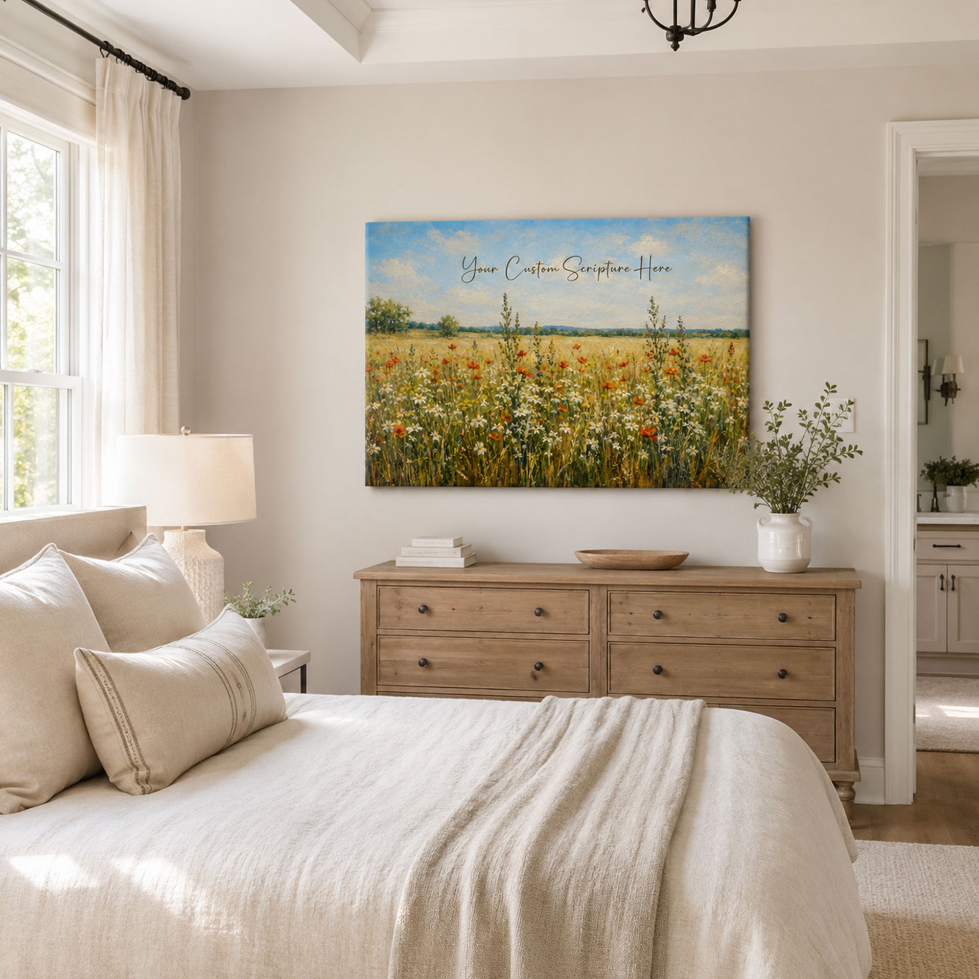 Custom Scripture Wildflower Canvas Print, Personalized Christian Home Decor