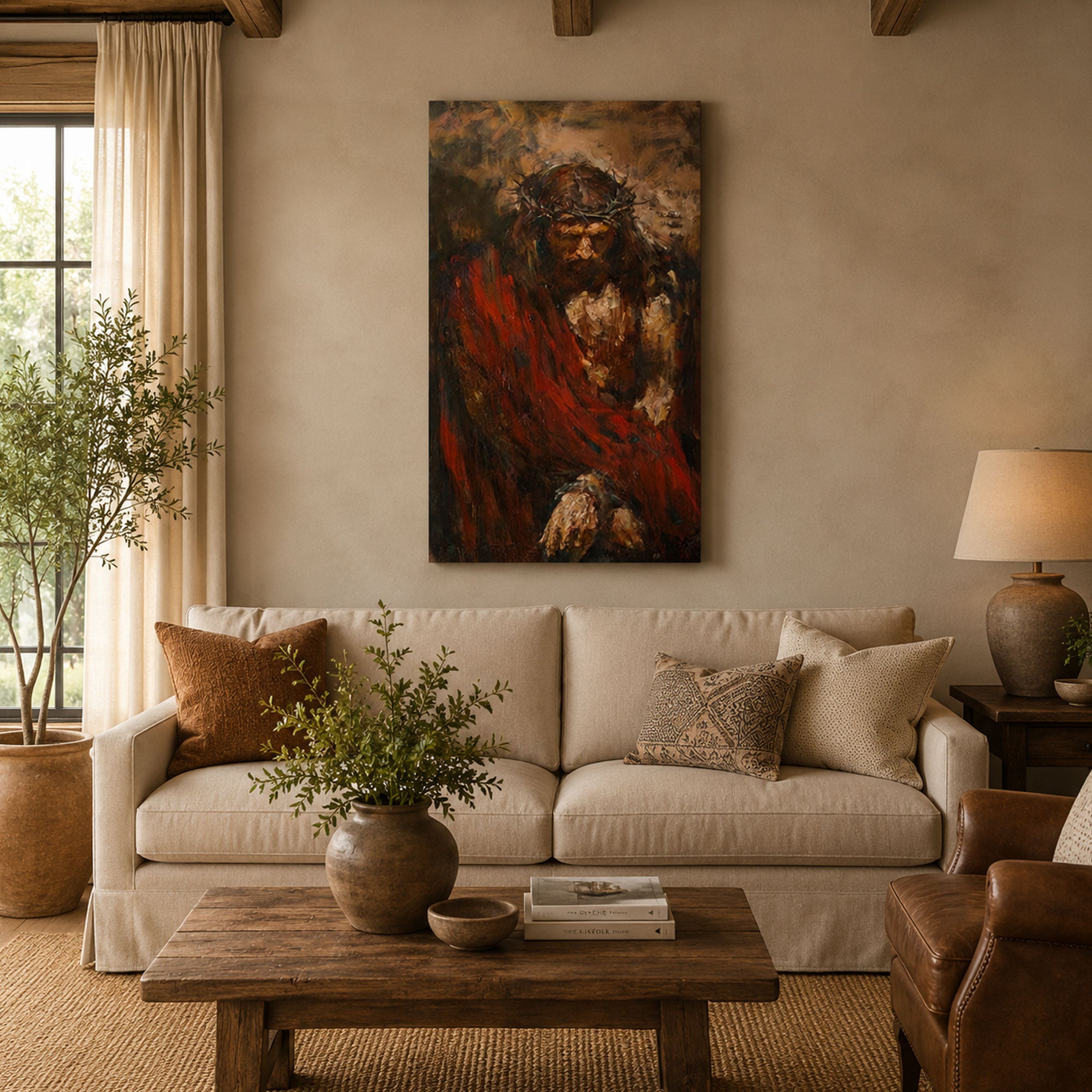 Jesus Crown of Thorns Canvas Print, Passion of Christ Christian Wall Art, Faith Home Decor Gift