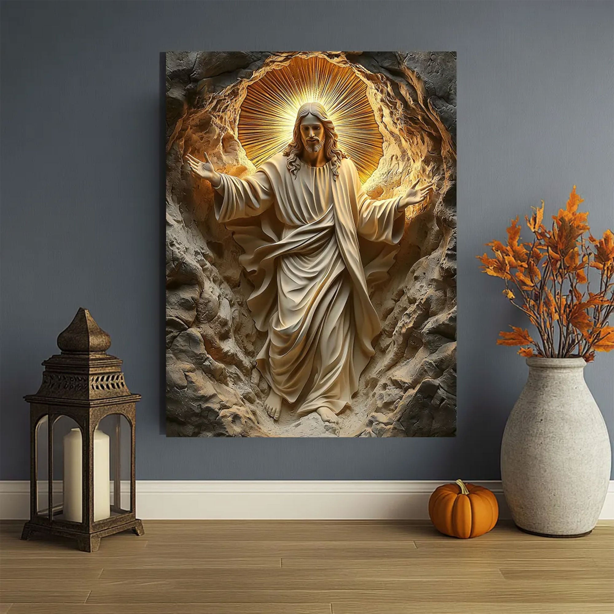 Jesus Resurrection Wall Art, Christian Canvas Print, Religious Home Decor Gift