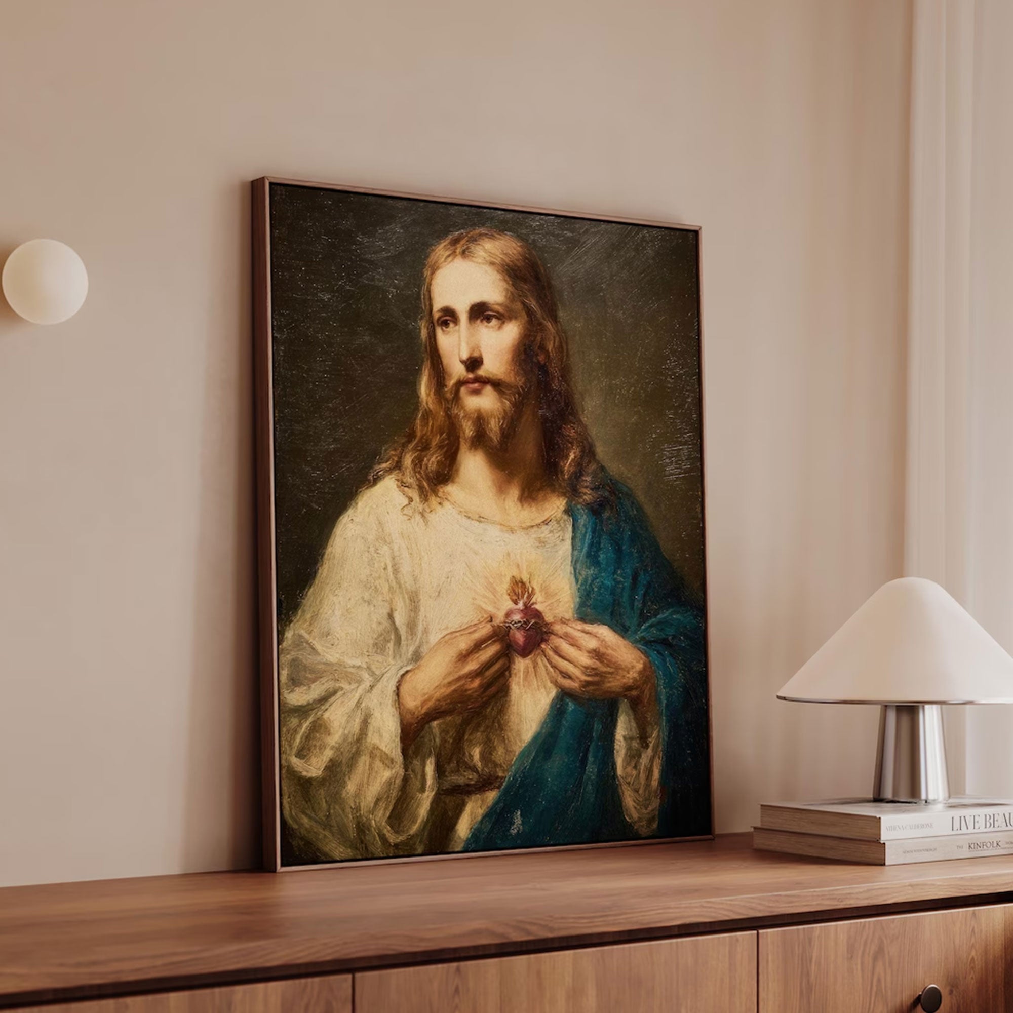 Sacred Heart of Jesus Canvas Wall Art, Catholic Religious Decor, Christian Faith Home Gift