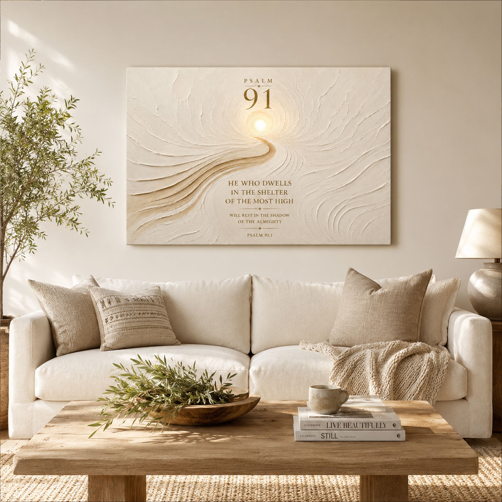 Psalm 91 Bible Verse Canvas Print, Christian Scripture Wall Art, Faith Home Decor Gift
