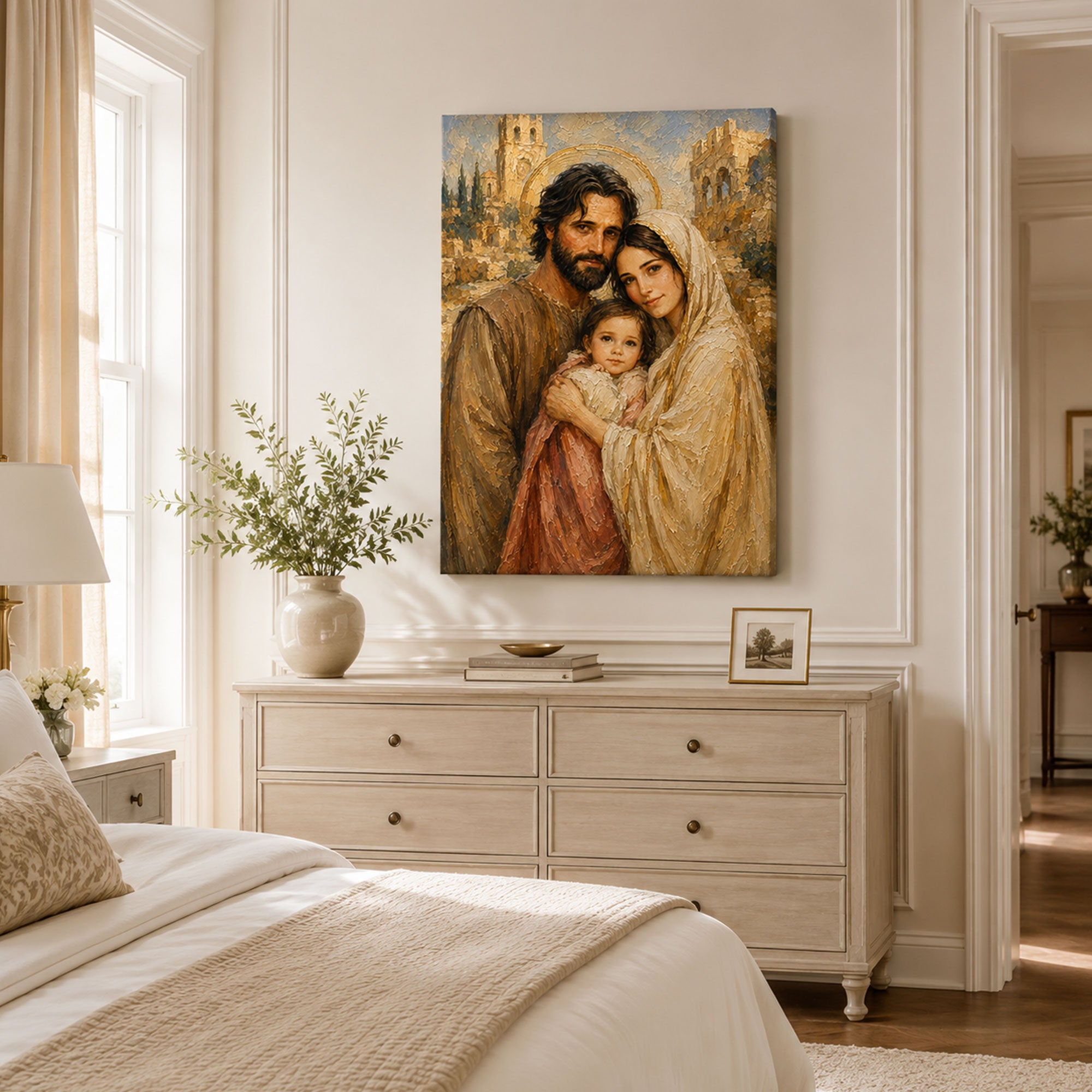 Saints Joachim and Anne with Young Mary Canvas Print, Jerusalem Catholic Decor