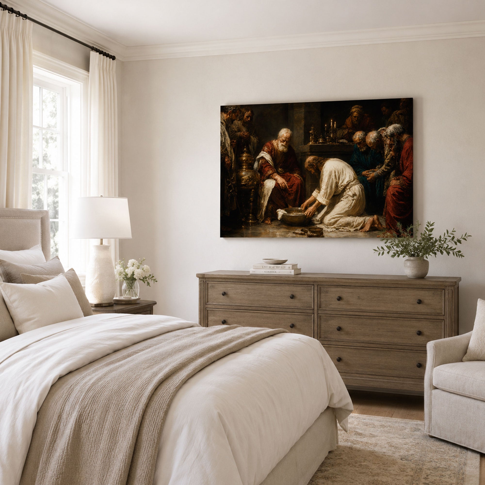 Washing of the Disciples’ Feet Canvas Print, Catholic Sacred Art