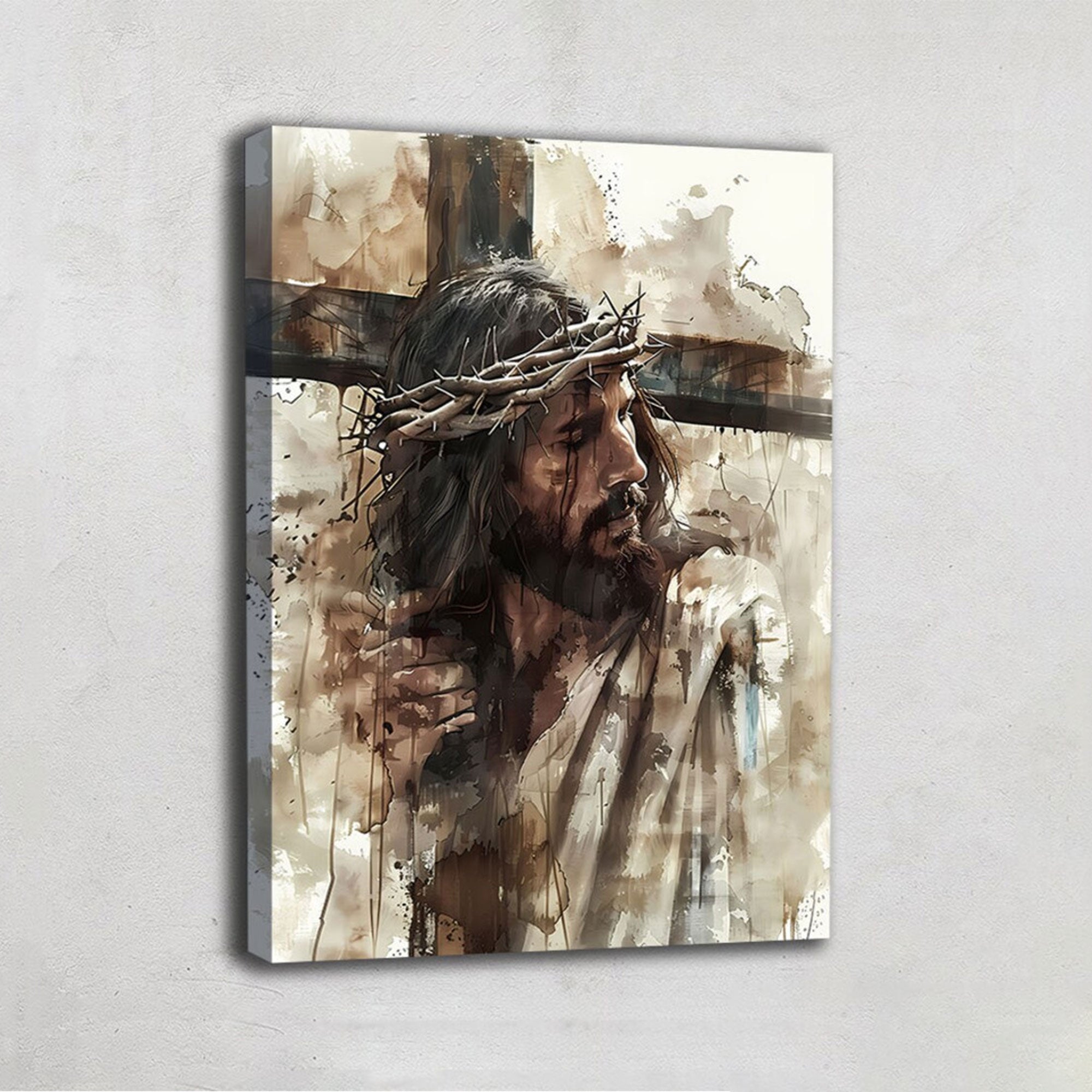 Jesus Portrait Canvas, Dramatic Christian Wall Art, Religious Home Decor