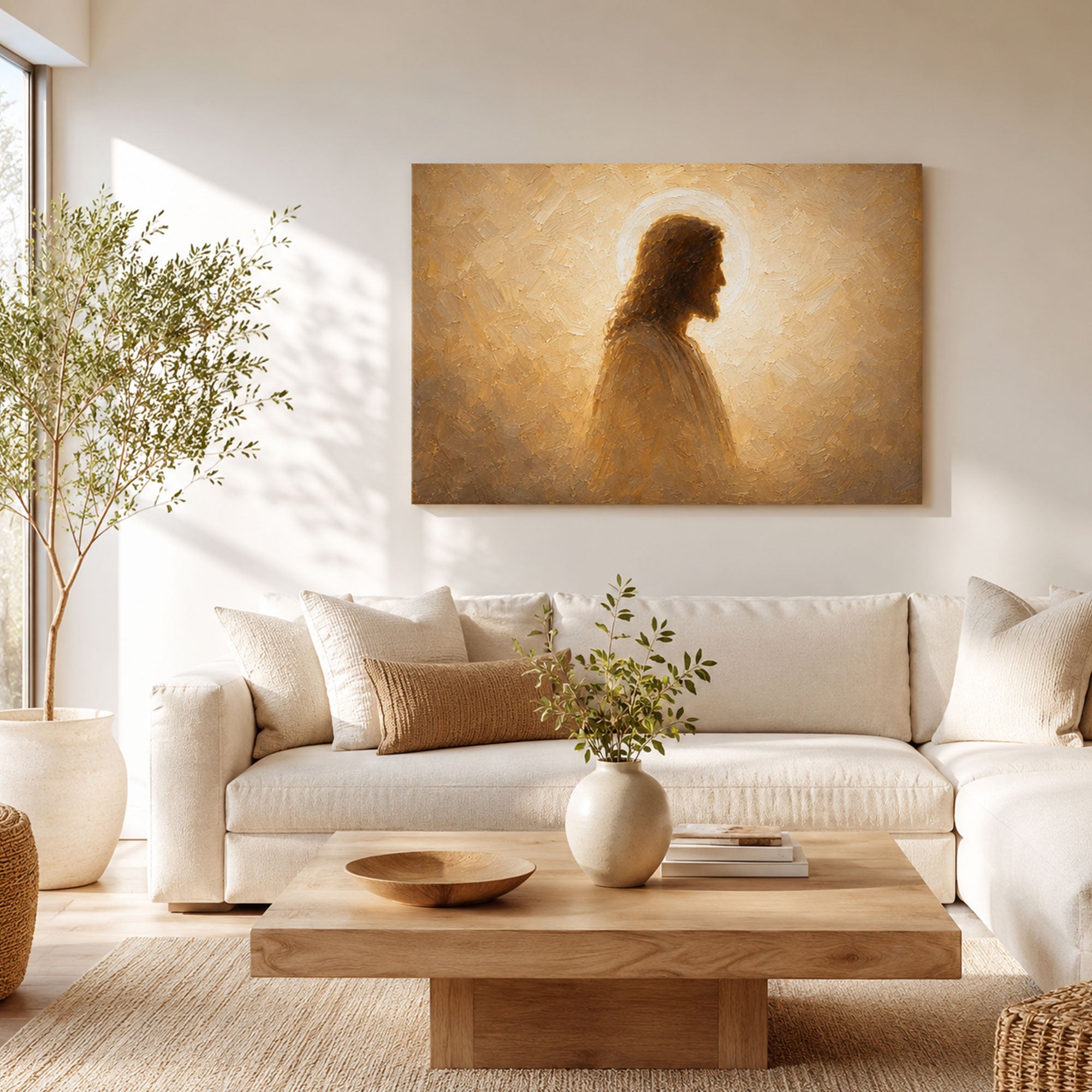 Jesus in Divine Light Canvas Print, Light of the World Christian Wall Decor, Faith Gift