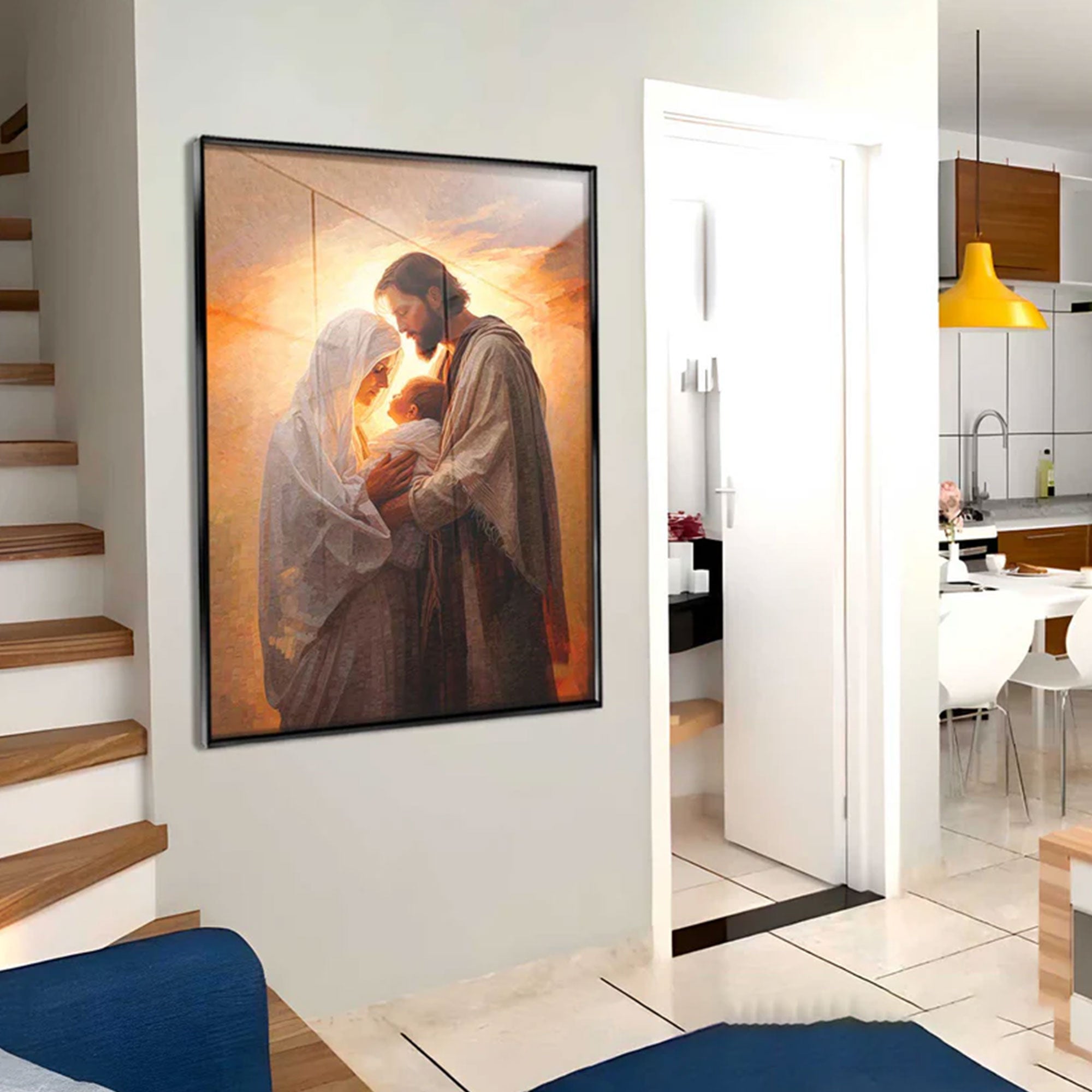 Realistic Holy Family Canvas Print, Jesus Mary Joseph Wall Art, Christian Family Decor, Sacred Religious Artwork