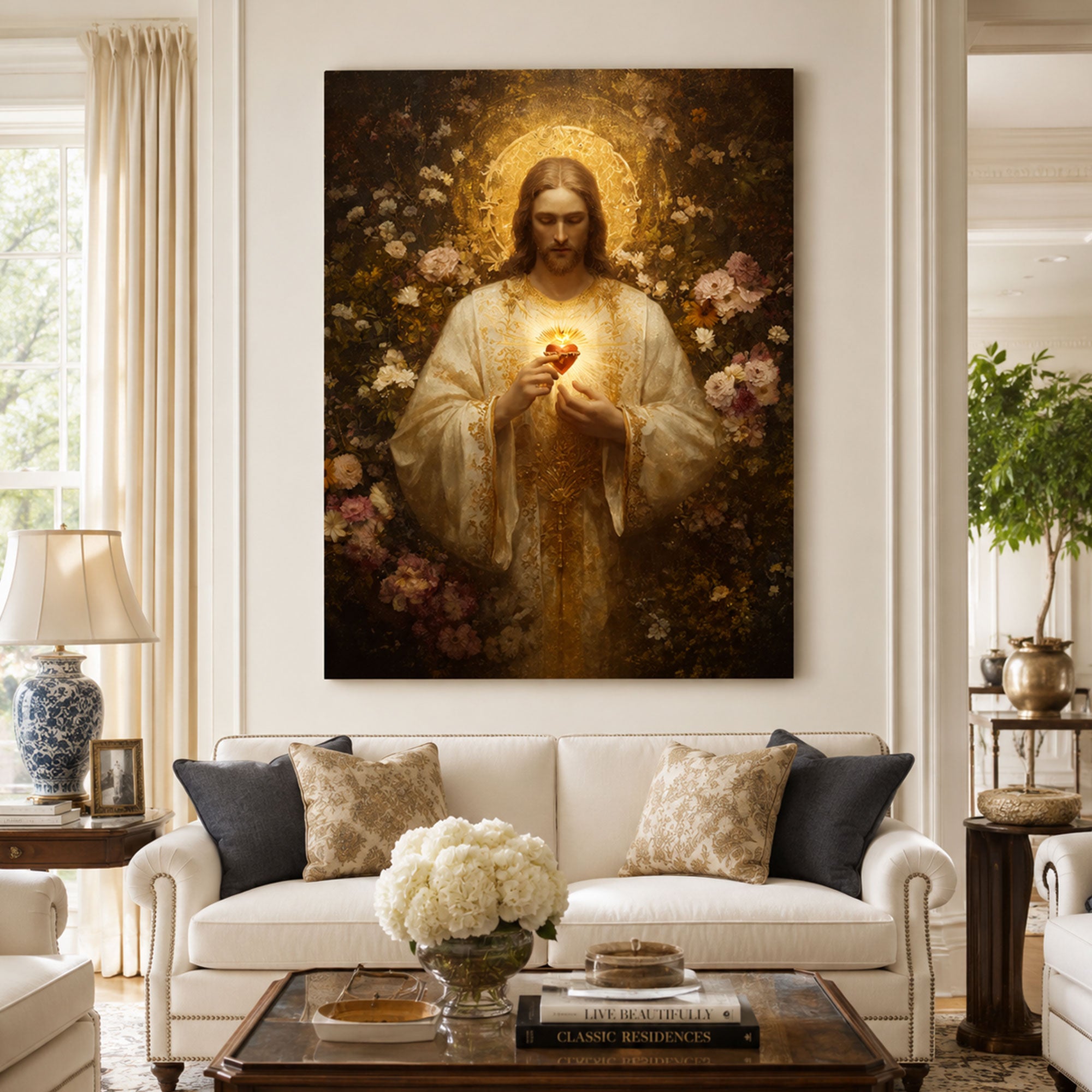 Sacred Heart of Jesus Canvas Print, Catholic Christian Wall Art, Divine Love Religious Home Decor, Faith Gift