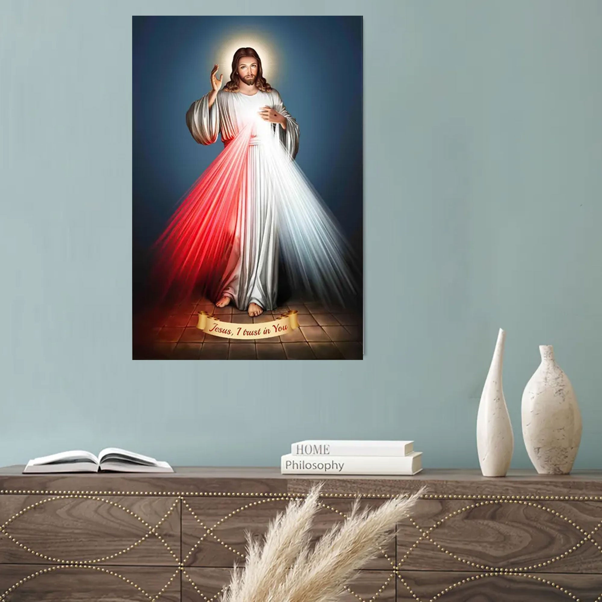 Contemporary Divine Art Canvas Jesus Christ, Mercy Wall Hanging Modern Canvas Print for Spiritual Home Wall Decor