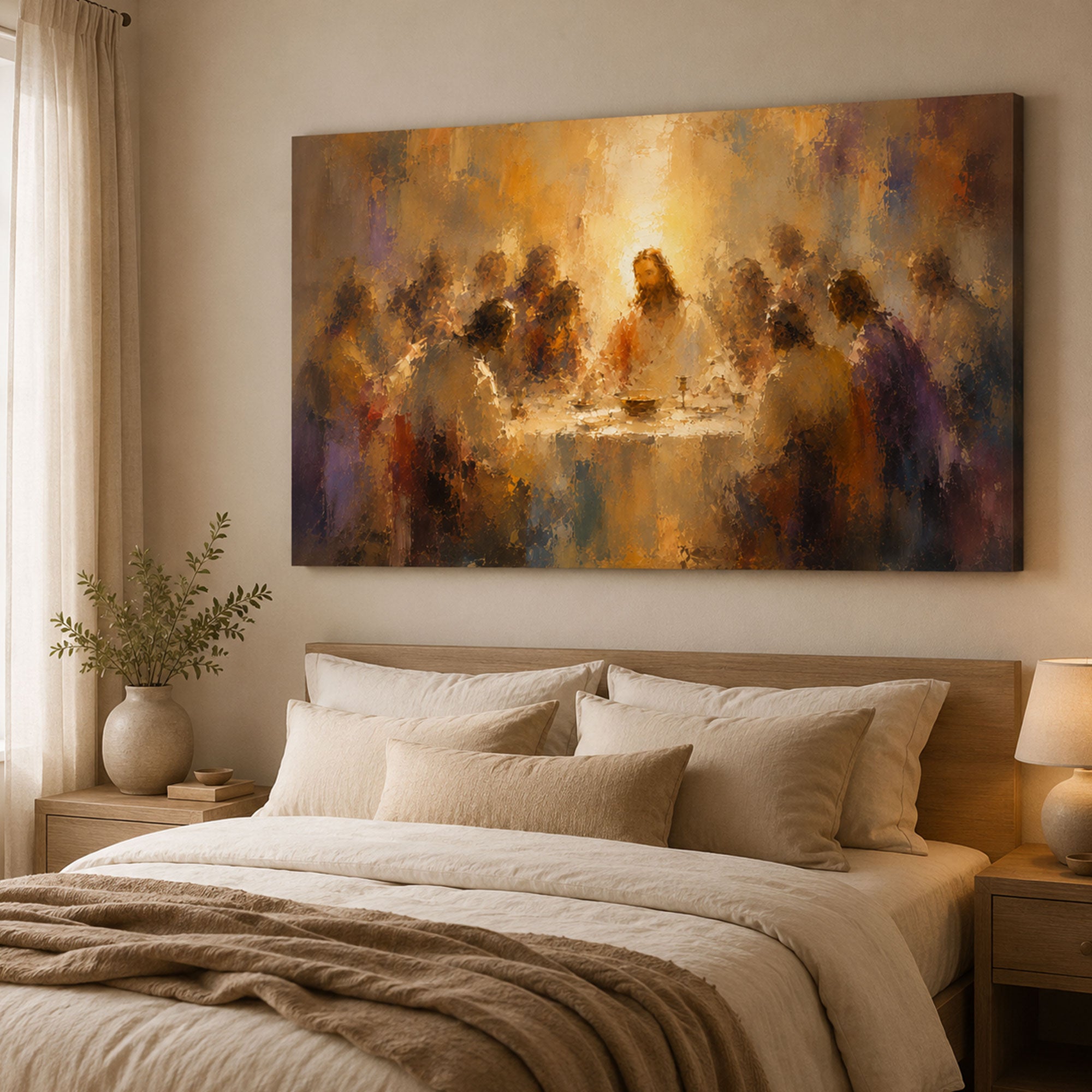 The Last Supper Canvas Print, Jesus and Disciples Christian Wall Art, Holy Communion Home Decor