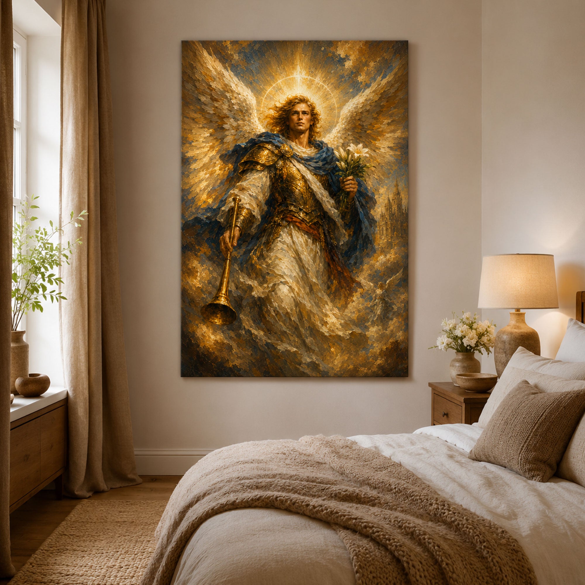 Archangel Gabriel Canvas Print, Christian Angel Wall Art, Faith Home Decor