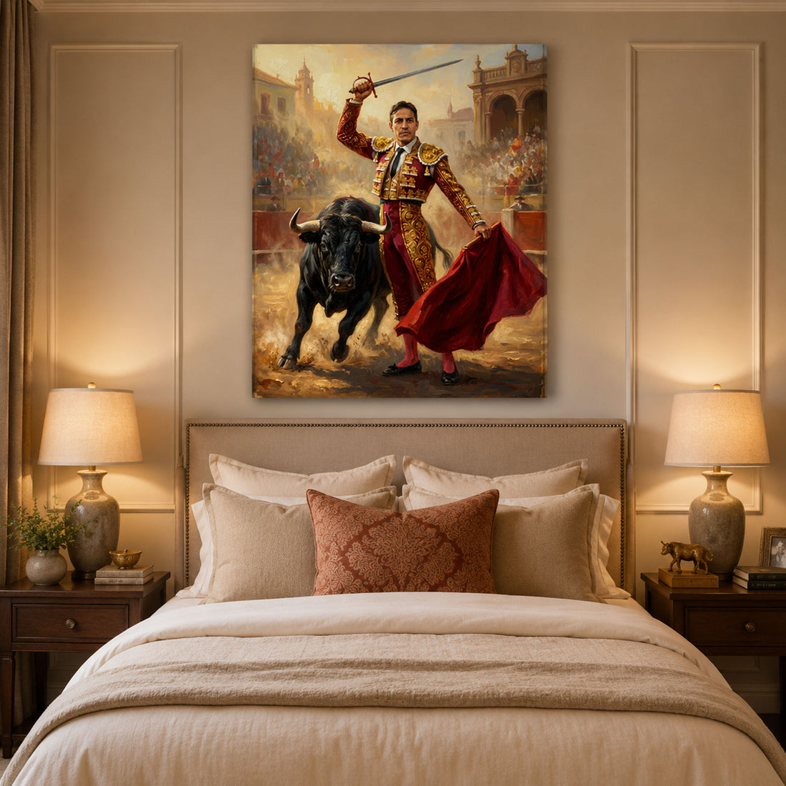 Custom Face For Dad Matador Canvas, Personalized Bullfighter Portrait, Funny Father’s Day Gift