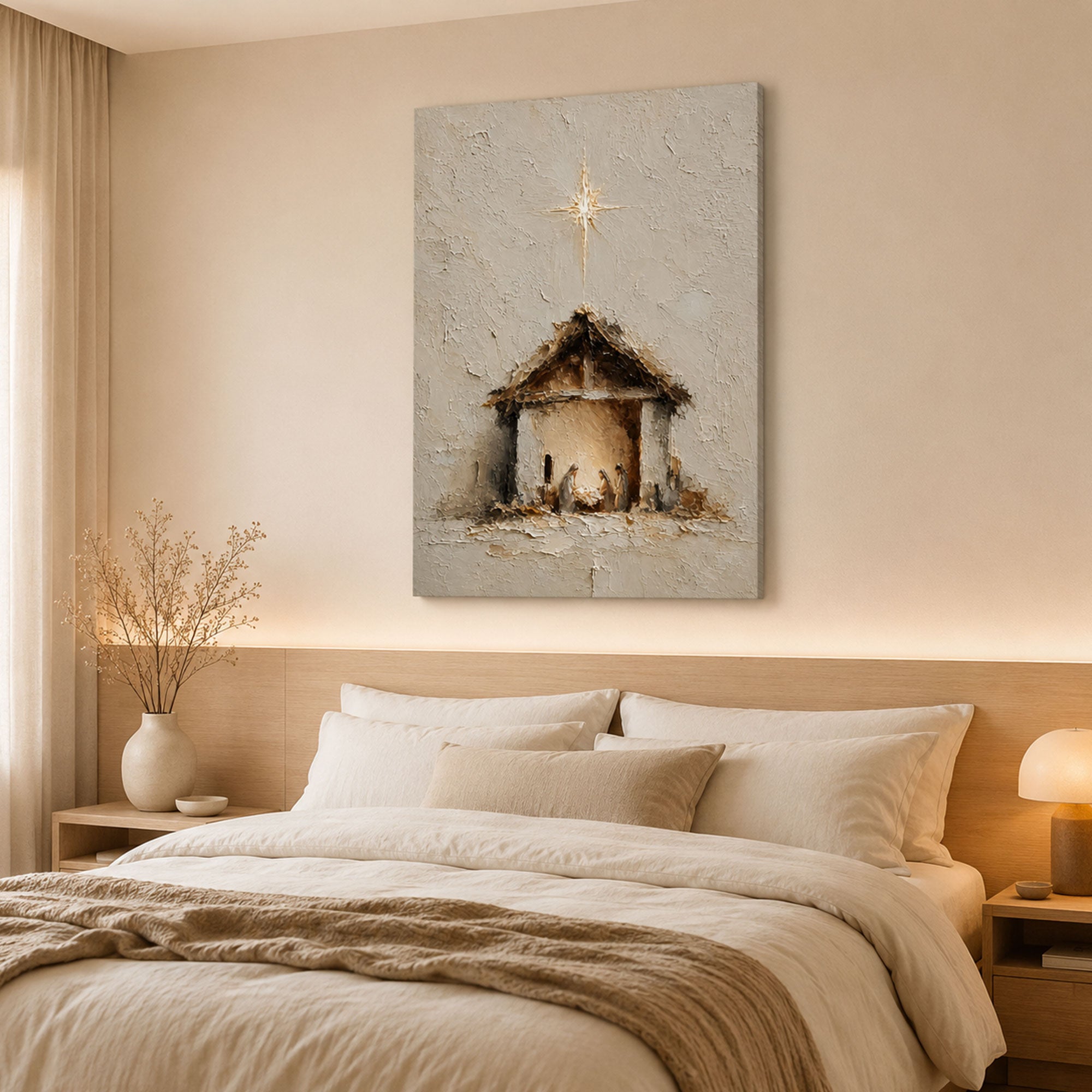 Nativity Scene Canvas Print, Christian Christmas Wall Art, Holy Family Home Decor