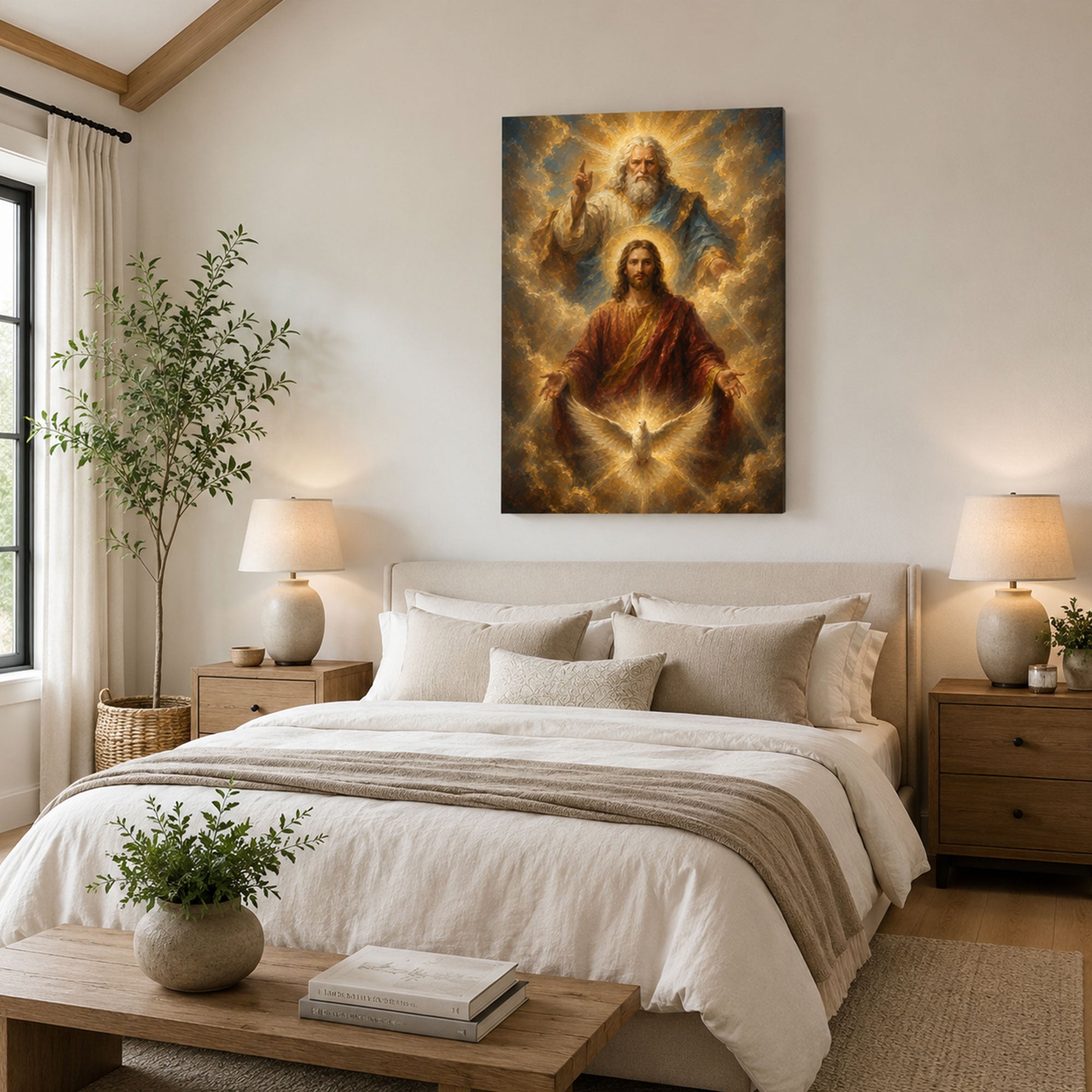 Holy Trinity Canvas Print, Father Son and Holy Spirit, Catholic Christian Wall Decor, Faith Gift