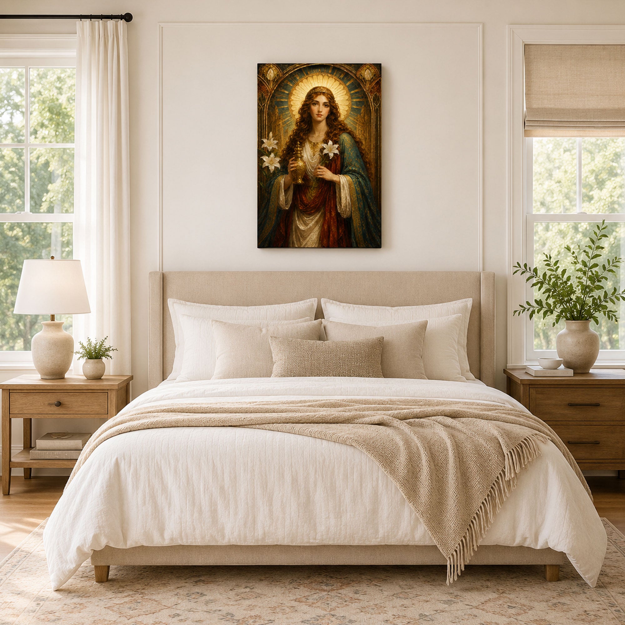 Saint Mary Magdalene with Alabaster Jar Canvas Print, Catholic Faith Decor