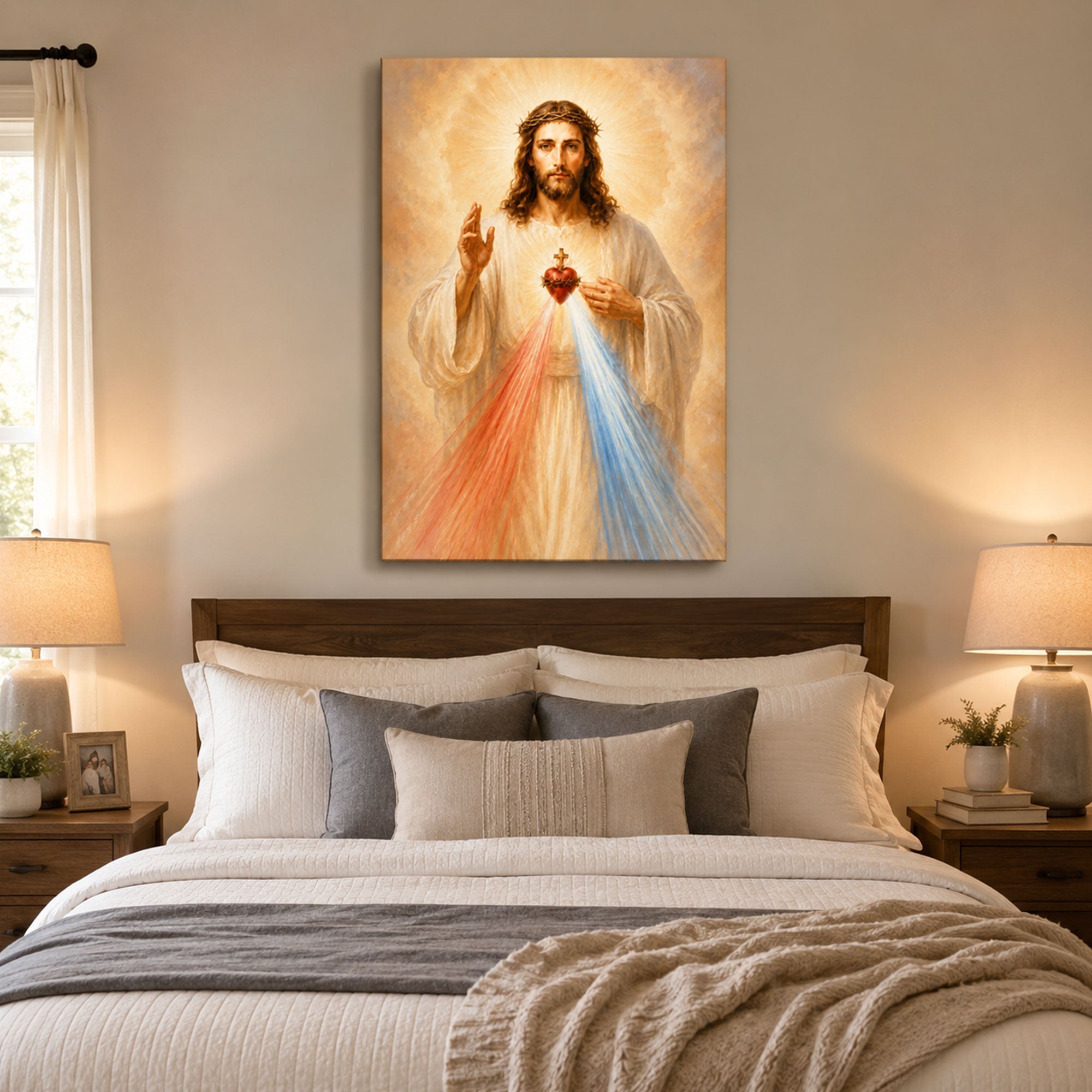 Divine Mercy Jesus Canvas Print Christ the King Sacred Heart Christian Wall Art Faith Home Decor