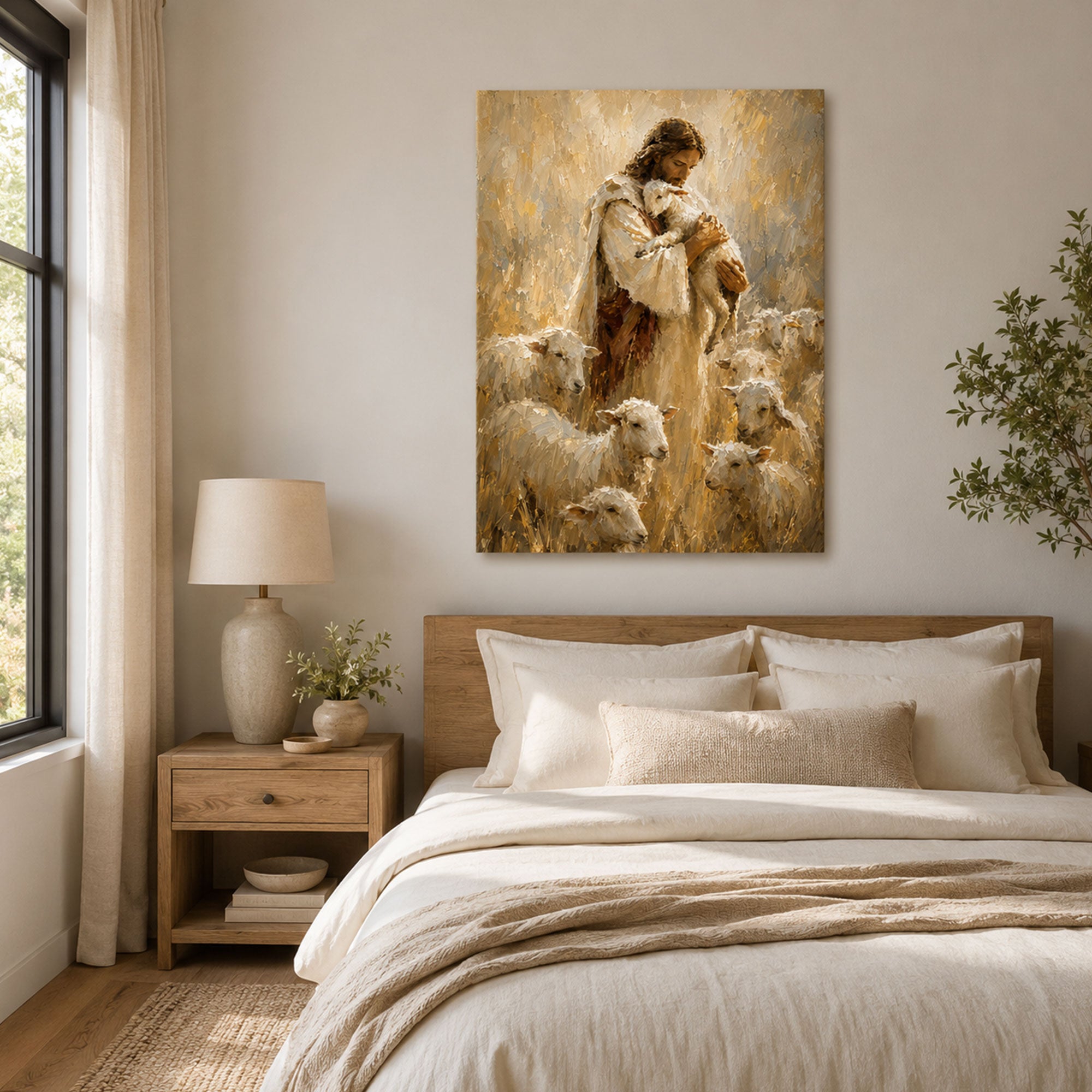 Good Shepherd Jesus Canvas Print, Christian Wall Art for Home Decor