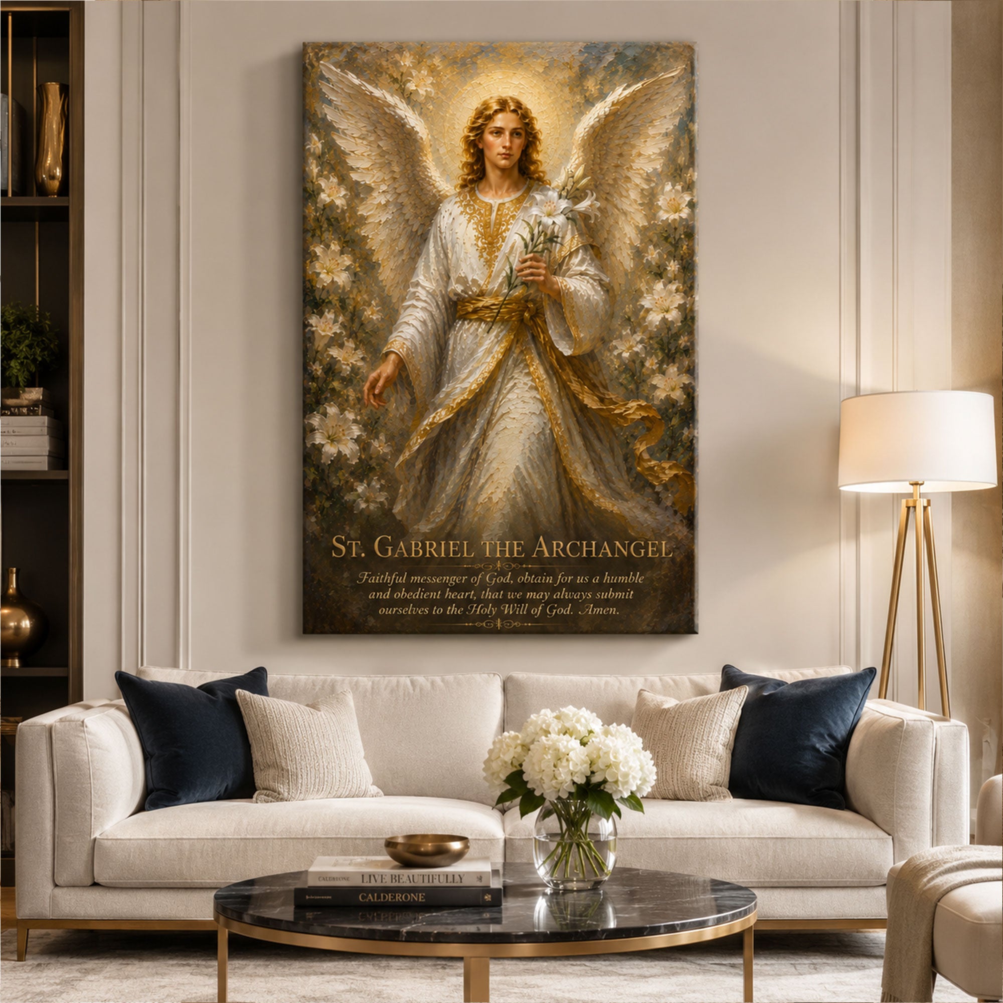 St. Gabriel the Archangel Prayer Canvas Print, Catholic Angel Wall Art, Faith Home Decor Gift