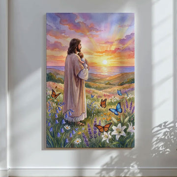 Christian Pregnancy Loss Canvas Print, Jesus Holding Baby Wall Art, Miscarriage Memorial Gift, Infant Loss Faith Decor