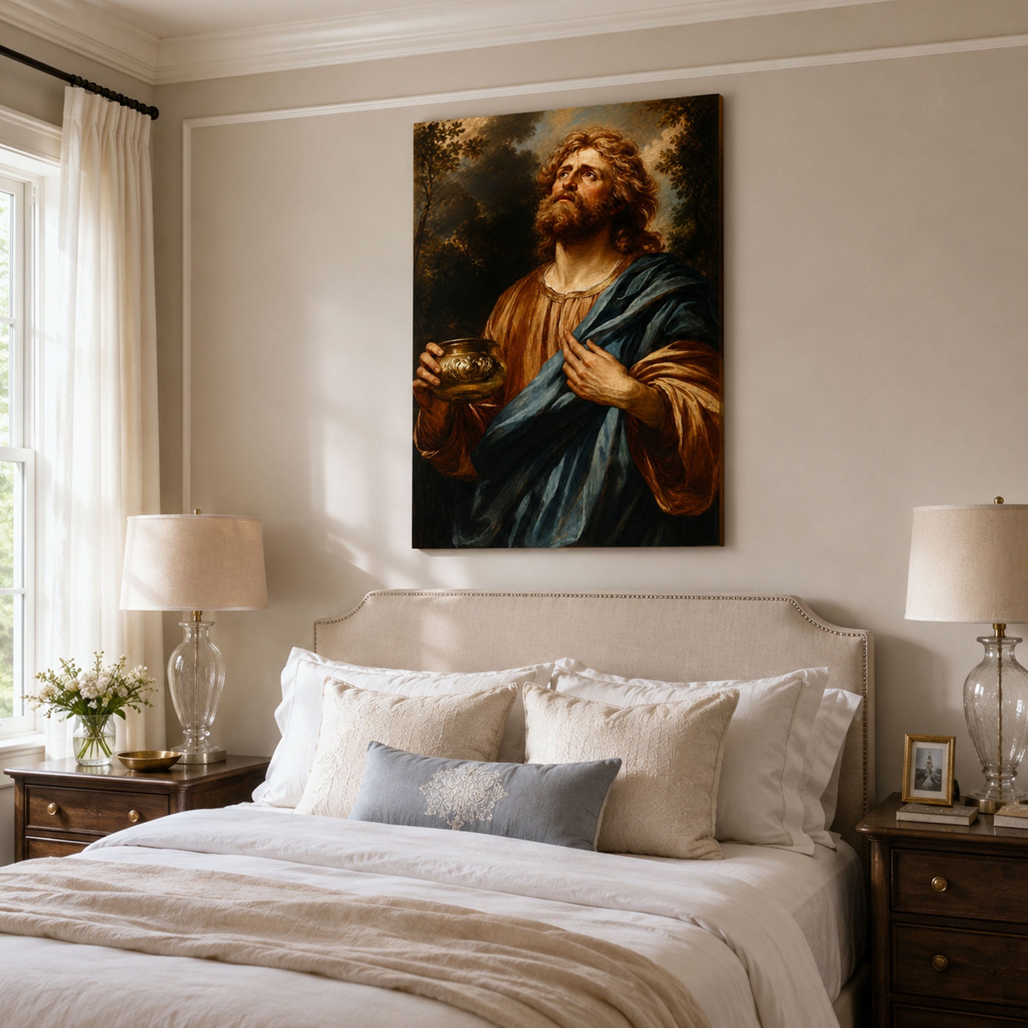 Saint John the Evangelist with Chalice Canvas Print, Catholic Apostle Art