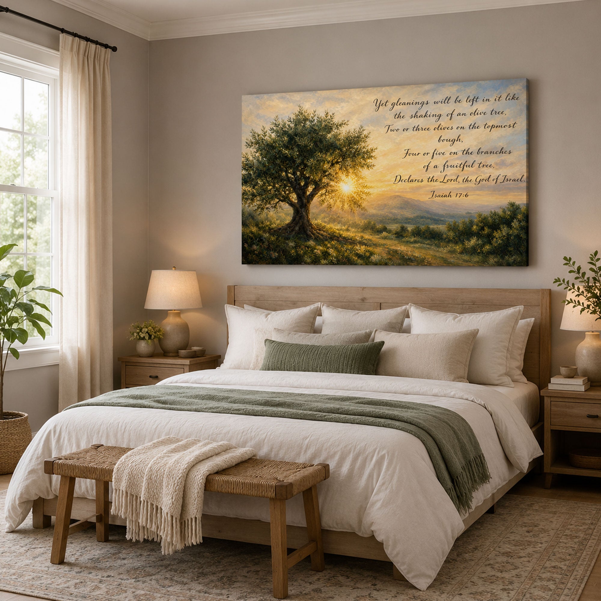 Isaiah 17:6 Bible Verse Canvas Print, Olive Tree Christian Scripture Wall Art, Faith Home Decor Gift