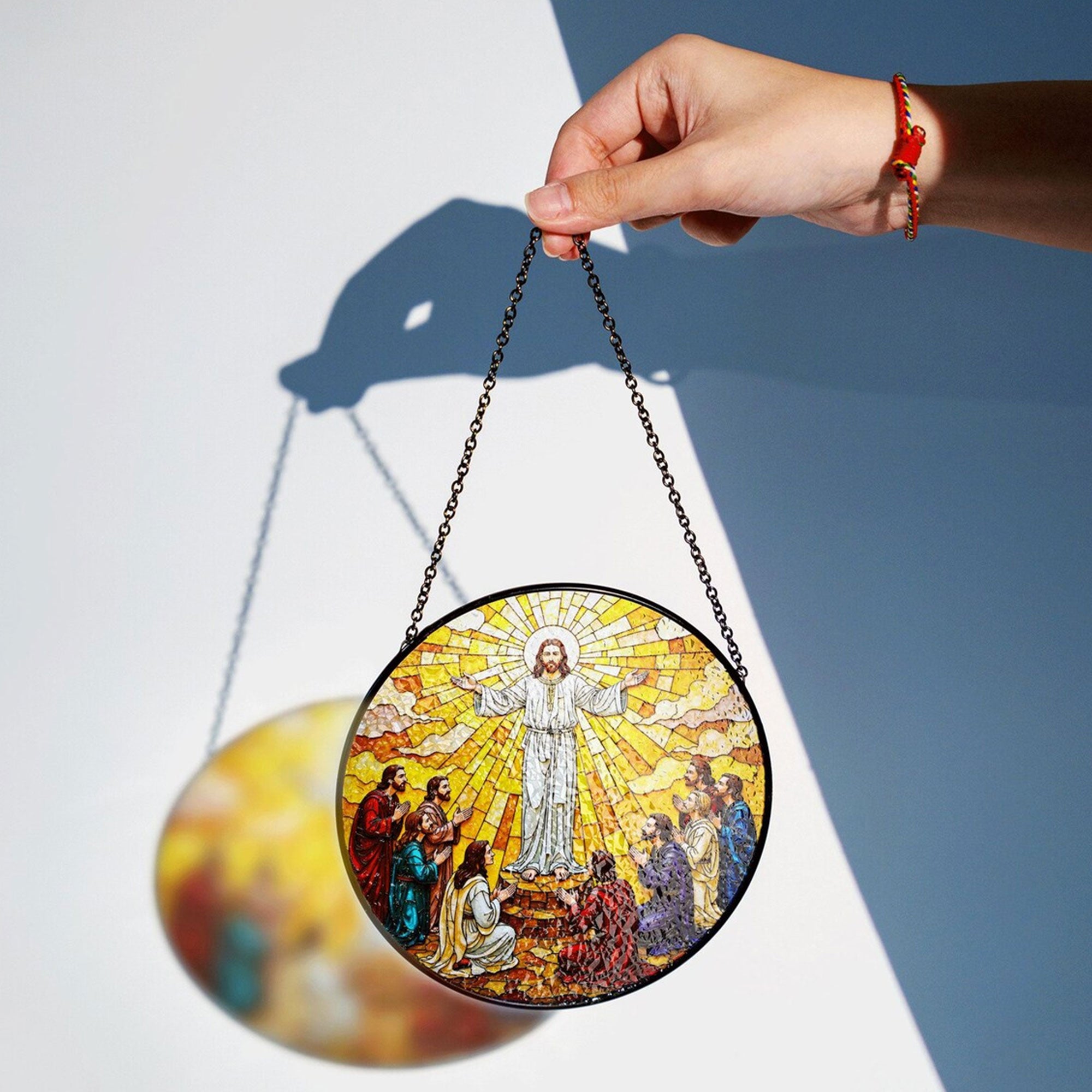 Jesus Ascension Stained Glass Suncatcher, Christian Window Hanging, Religious Home Decor Gift