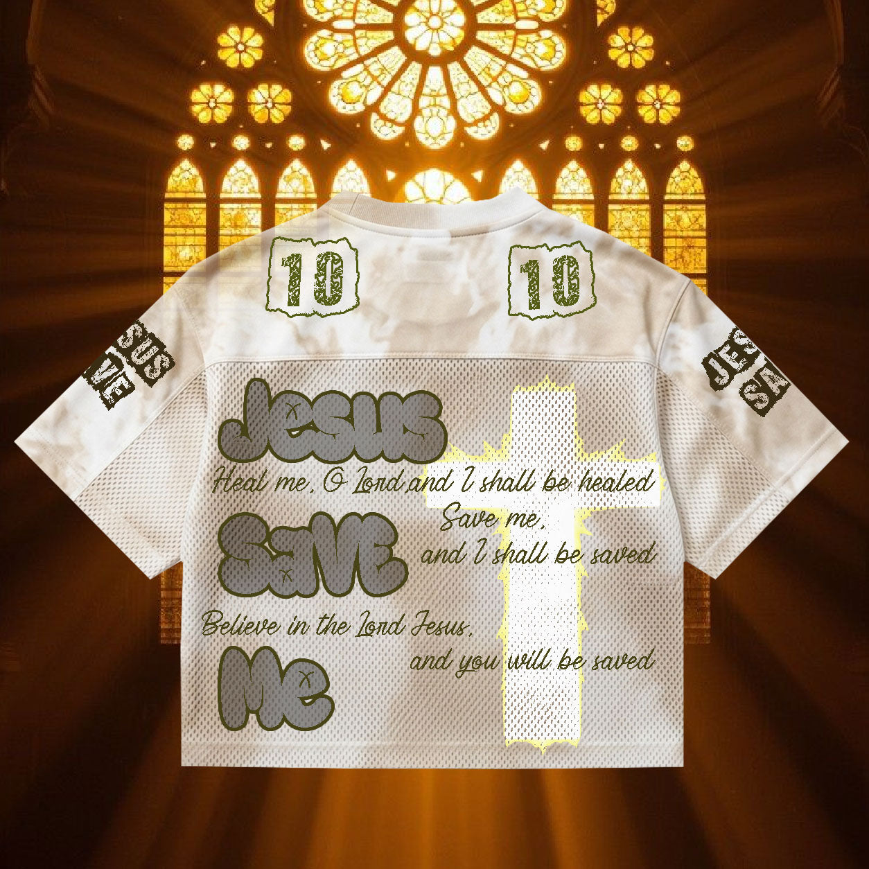 Personalized Jesus Save Me Mesh Jersey, Custom Name and Number Christian Apparel
