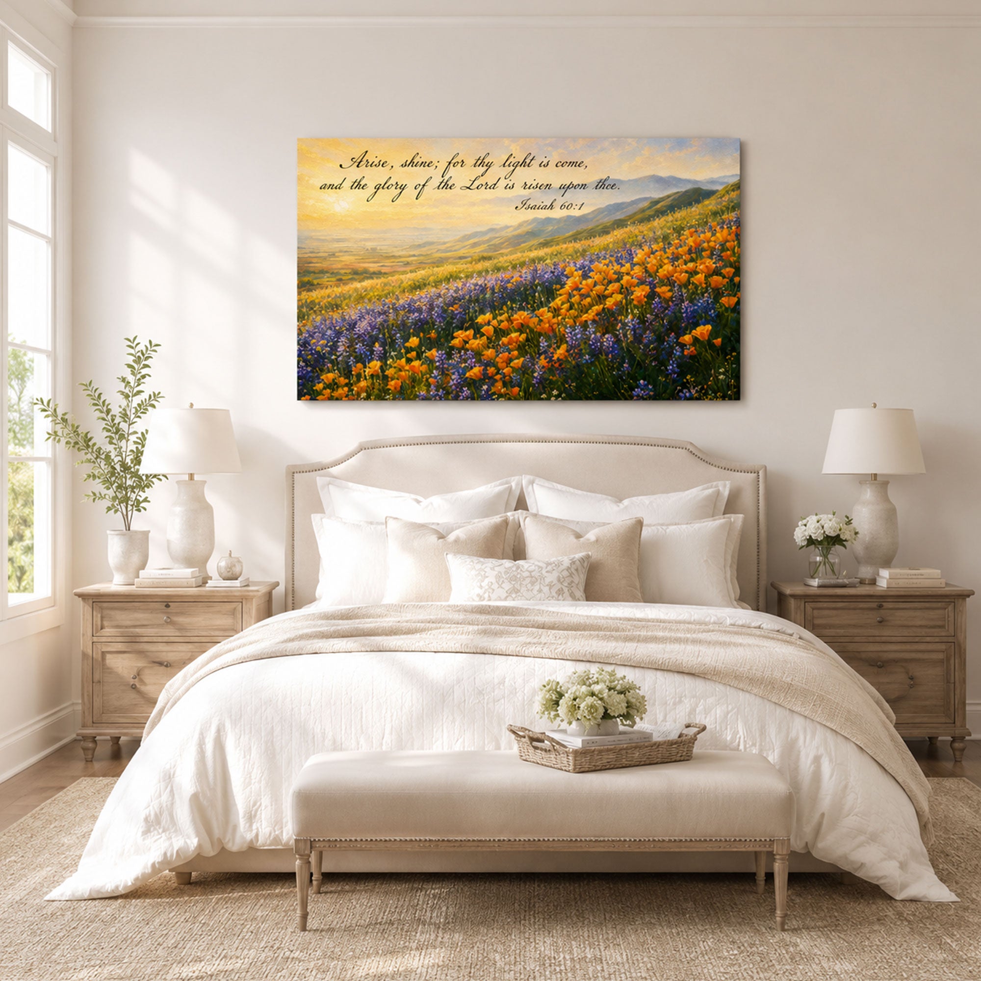 Isaiah 60:1 Canvas Print, Arise Shine Bible Verse Christian Decor